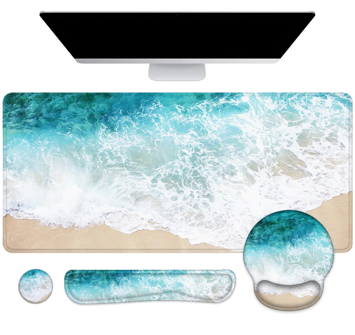 Large Desk Mat, Mouse Pad with Wrist Support, Keyboard Wrist Rest Set