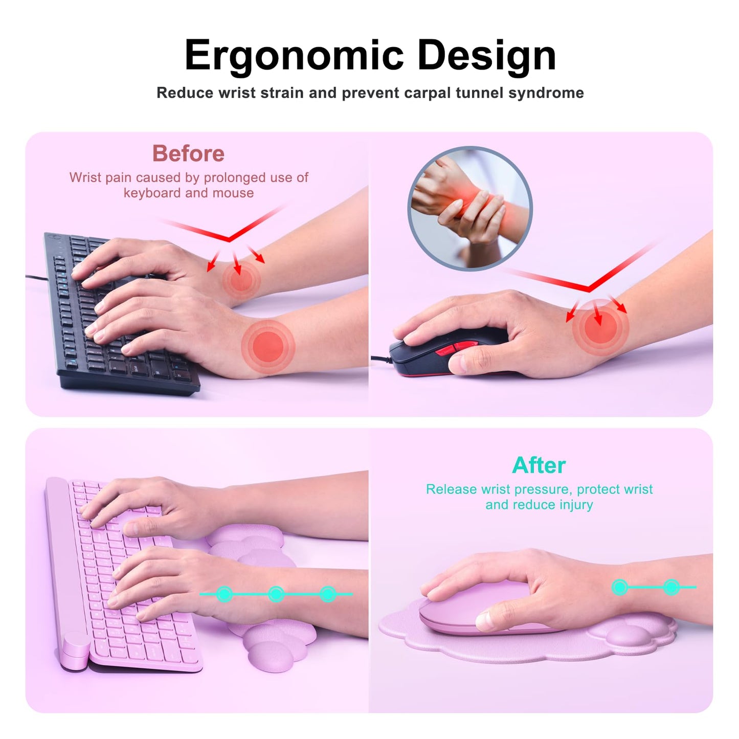 MOKURU Cloud Mouse Pad with Wrist Rest, Cloud Keyboard Wrist Rest, Mouse Pad Wrist Support