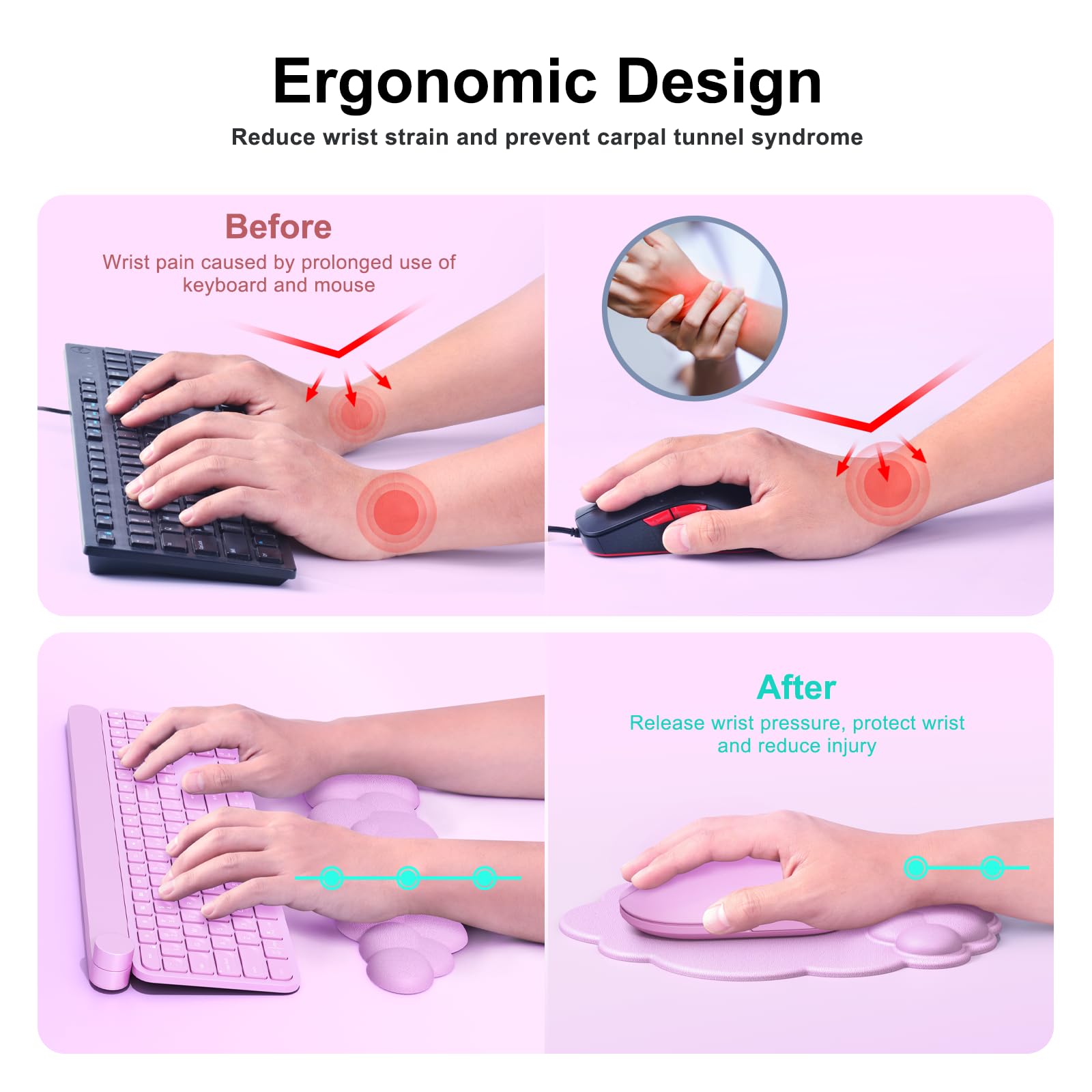 MOKURU Cloud Mouse Pad with Wrist Rest, Cloud Keyboard Wrist Rest, Mouse Pad Wrist Support