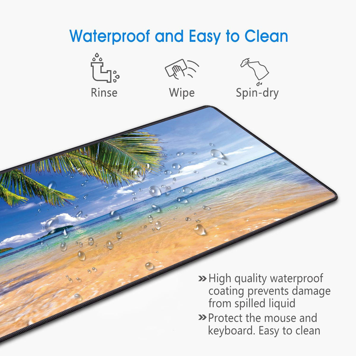 Desk Pad Mat Gaming Mouse Pads with Coasters Set, Stitched Edges Design Mouse Pad XXL Large Mouse