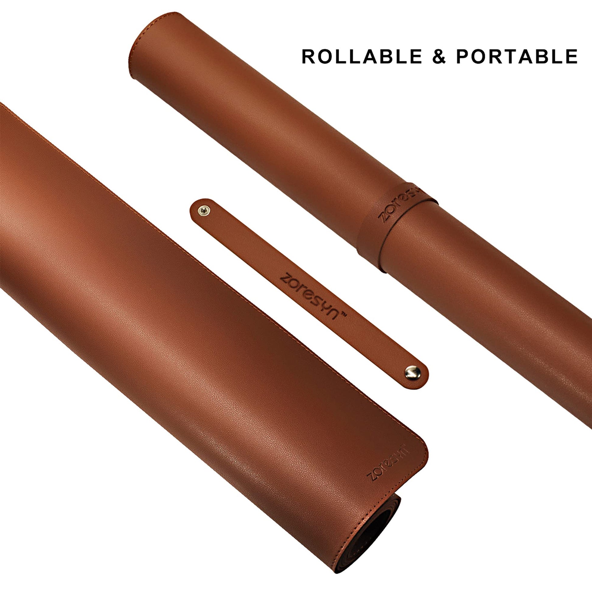 ZORESYN XL Faux Leather Desk Pad Protector, 47.2" x 15.8", Light Brown