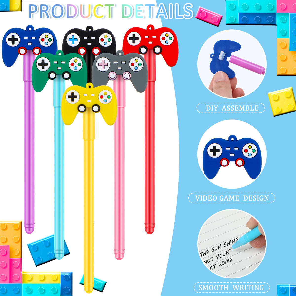 Tinlade 48 Pcs Video Game Pens Gamer Party Favors Video Gaming Birthday Party Favor Gifts