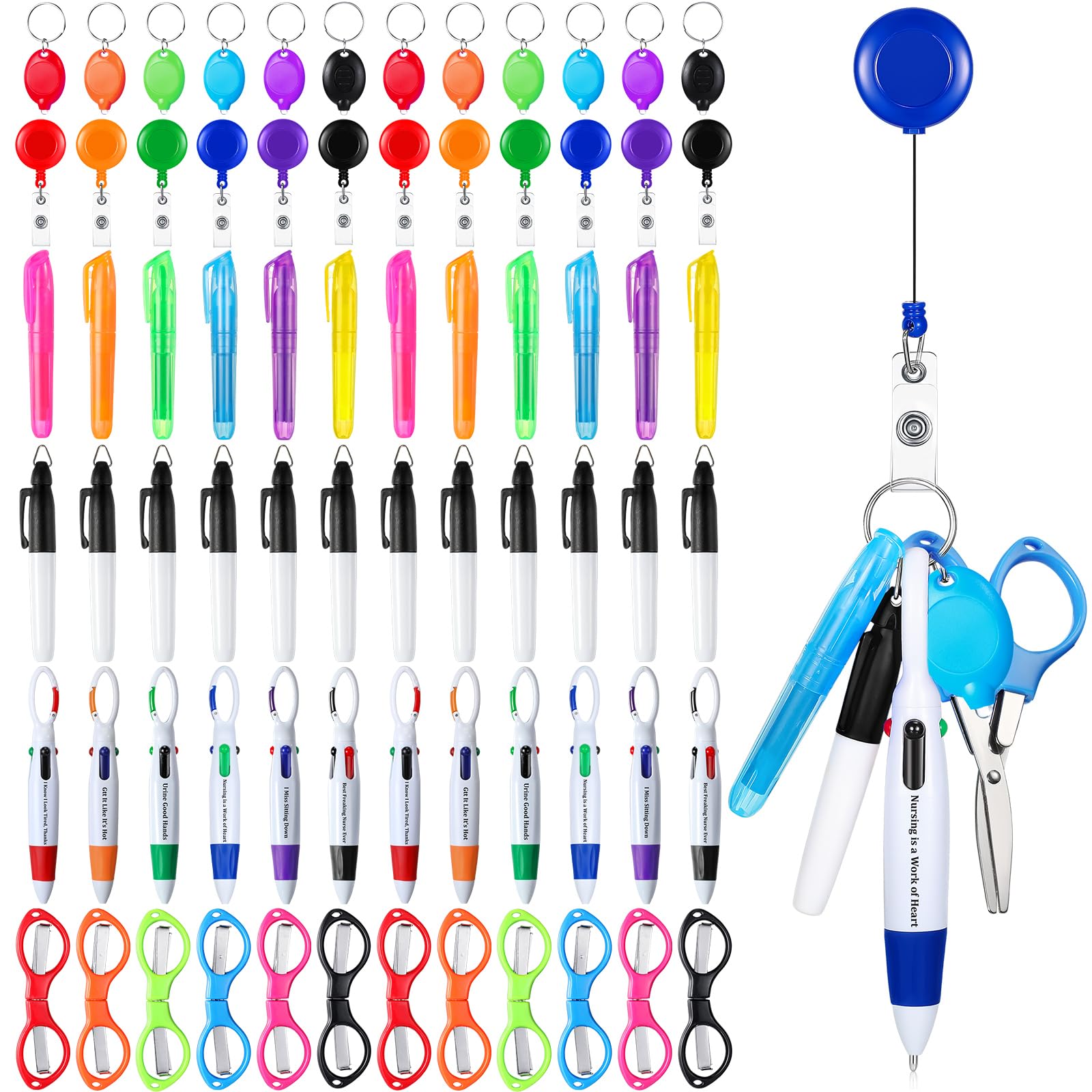 Glenmal 72 Pcs Nurse Pen Set for Badge Reel Mini Pens, Stylish