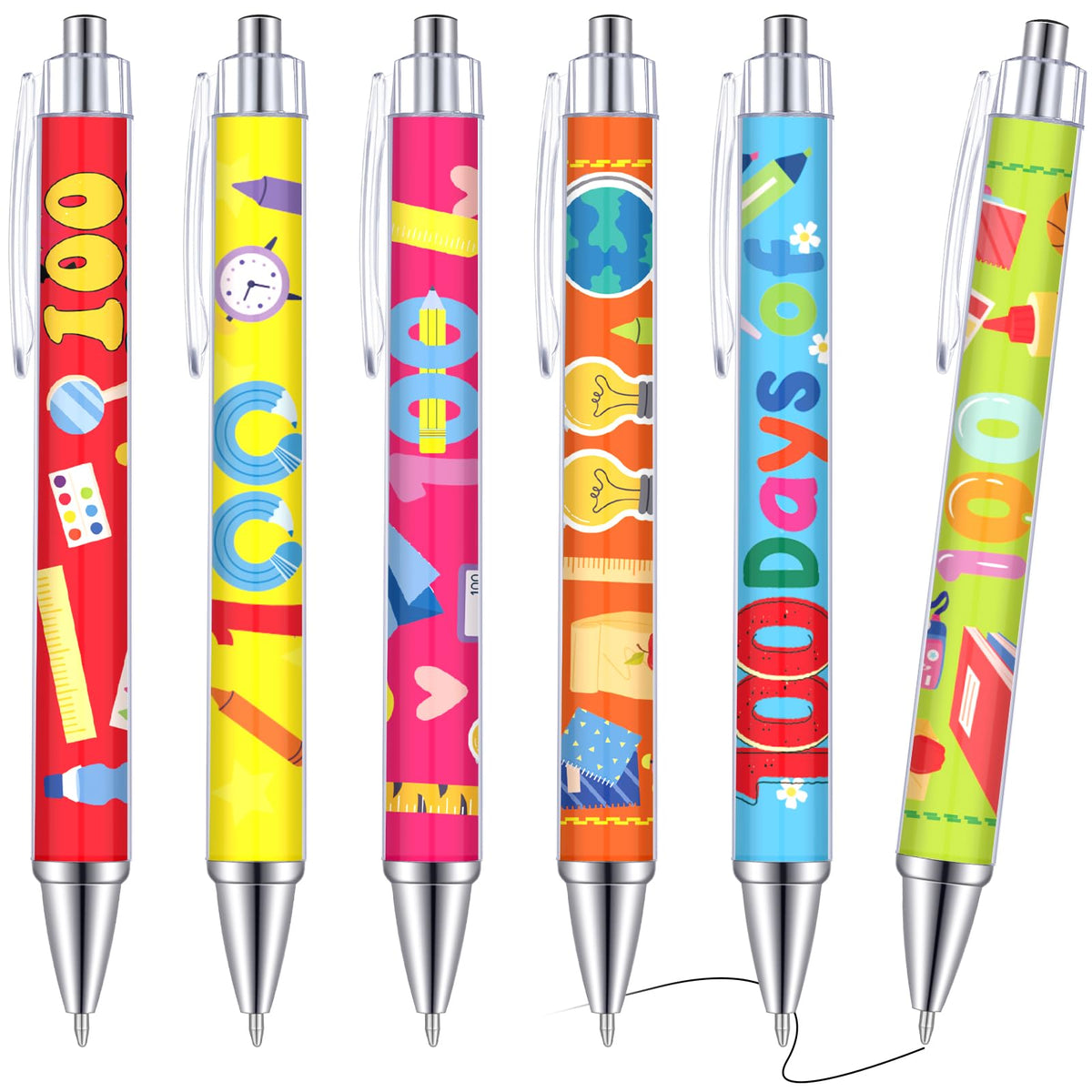 Weekgrat 48 Pcs 100 Days Ballpoint Pen 100 Days Black Ink Retractable Baby Shower Ballpoint Pens