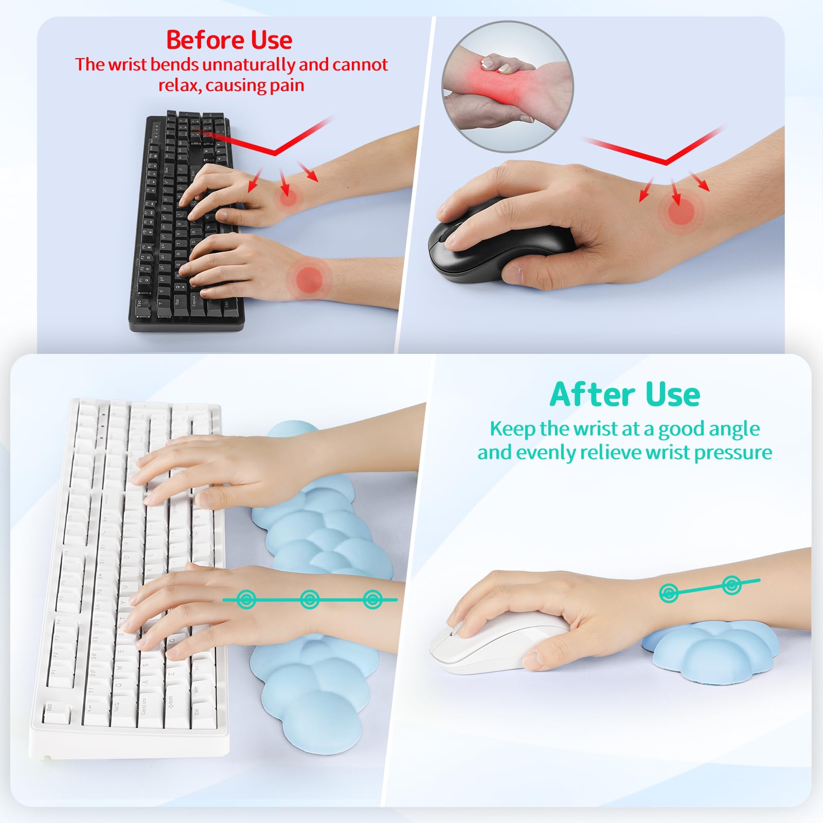 Sushret Cloud Wrist Rest for Keyboard and Mouse, Cloud Keyboard Wrist Rest