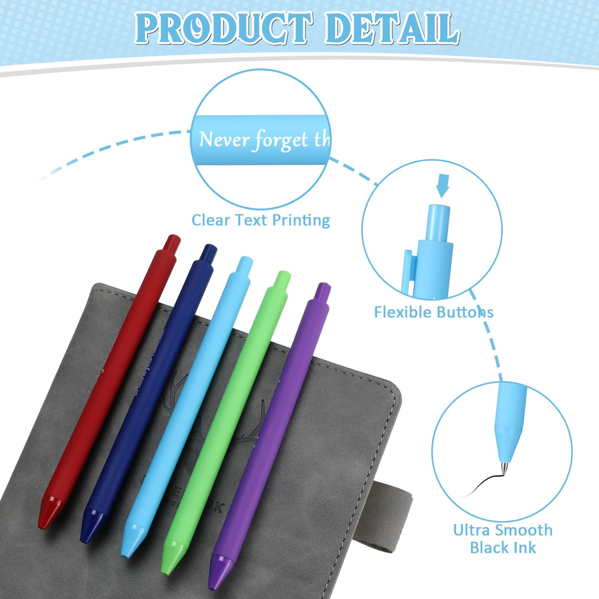 Teling 100 Pcs Inspirational Pens Bulk, Classic Colors, Classic Style