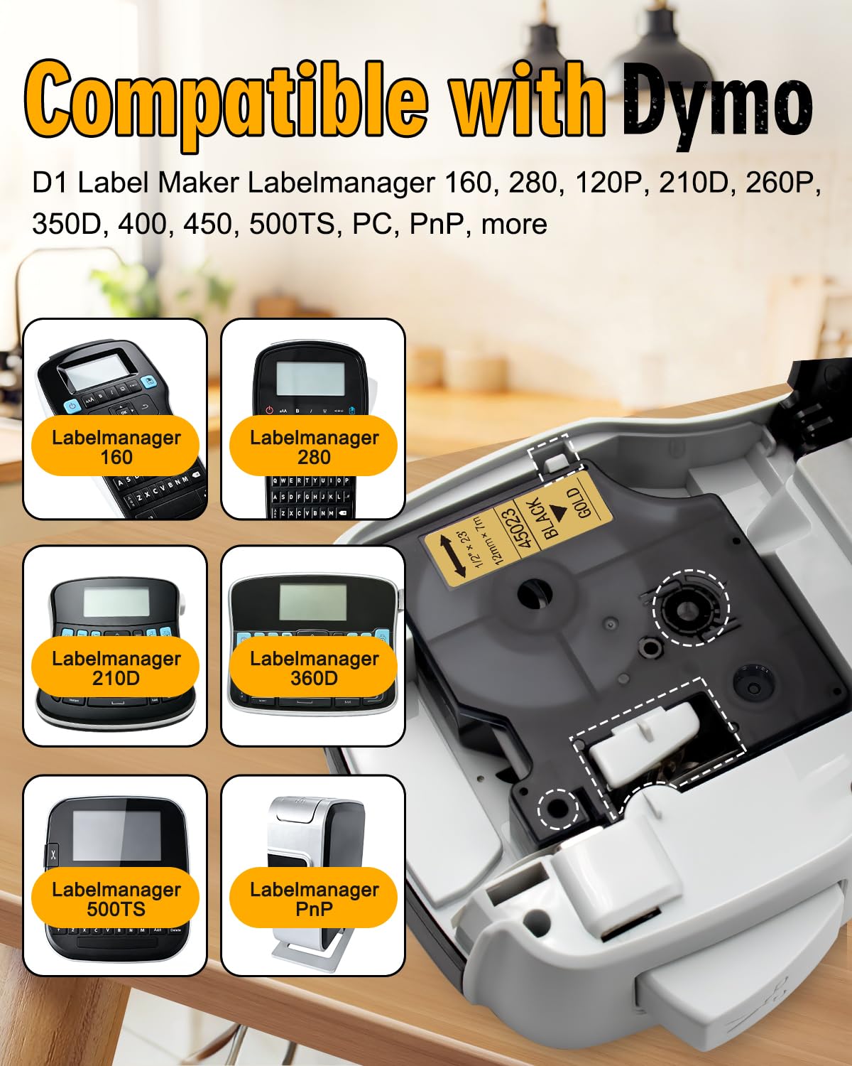 Lonitul Replace for Dymo D1 Label Tape 1/2" Clear/White/Silver/Gold/Black
