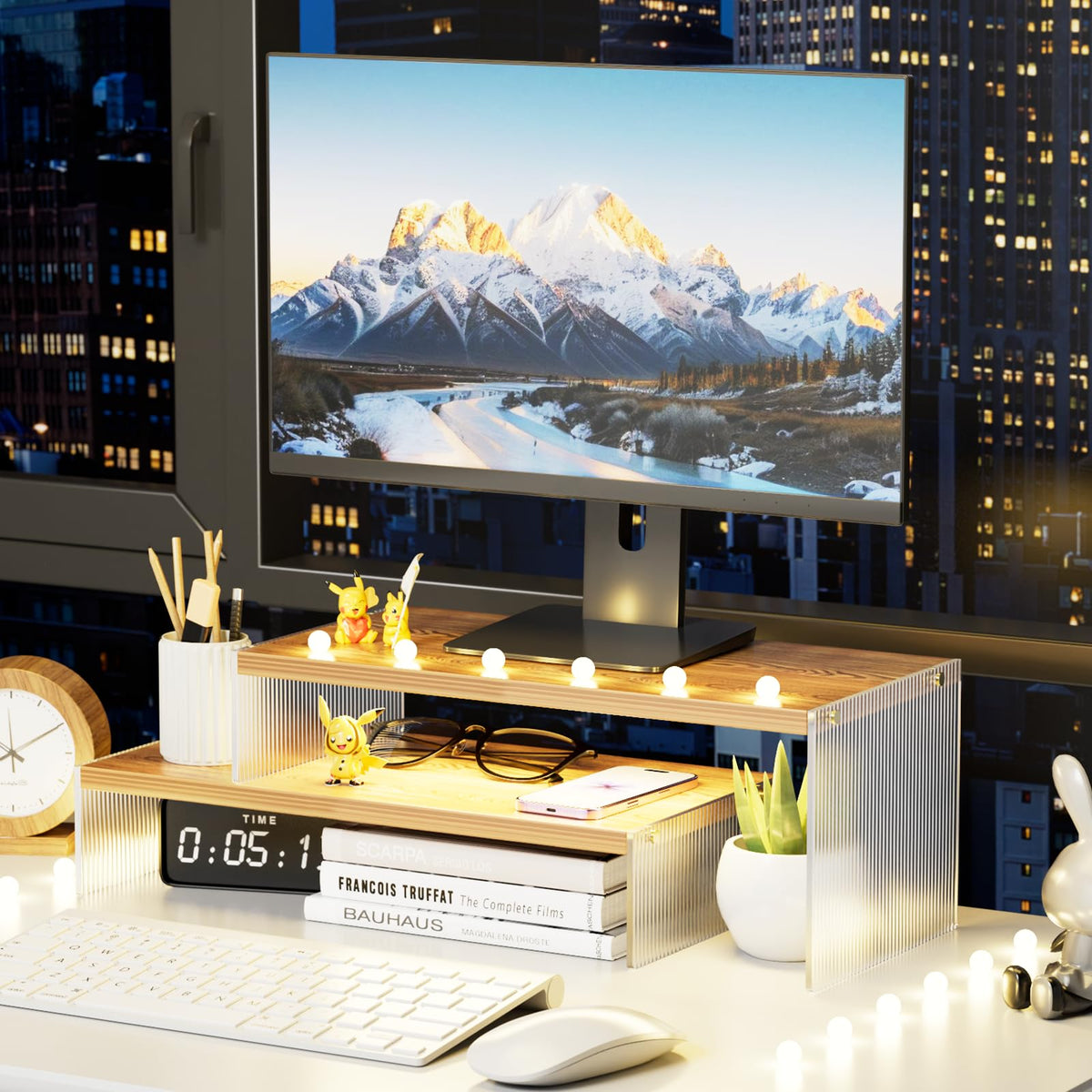 YGYQZ Adjustable Monitor Stand Riser, 7.67"×15.74" Dual Monitor Desk Stand