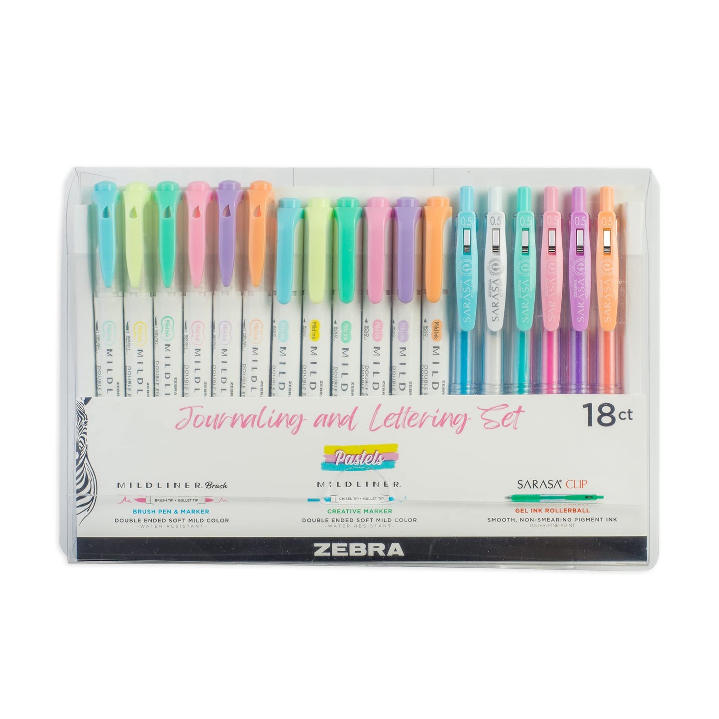 Zebra Pen MILDLINER Highlighter, Brush & SARASA Gel Pen Set, Assorted 18-Pk