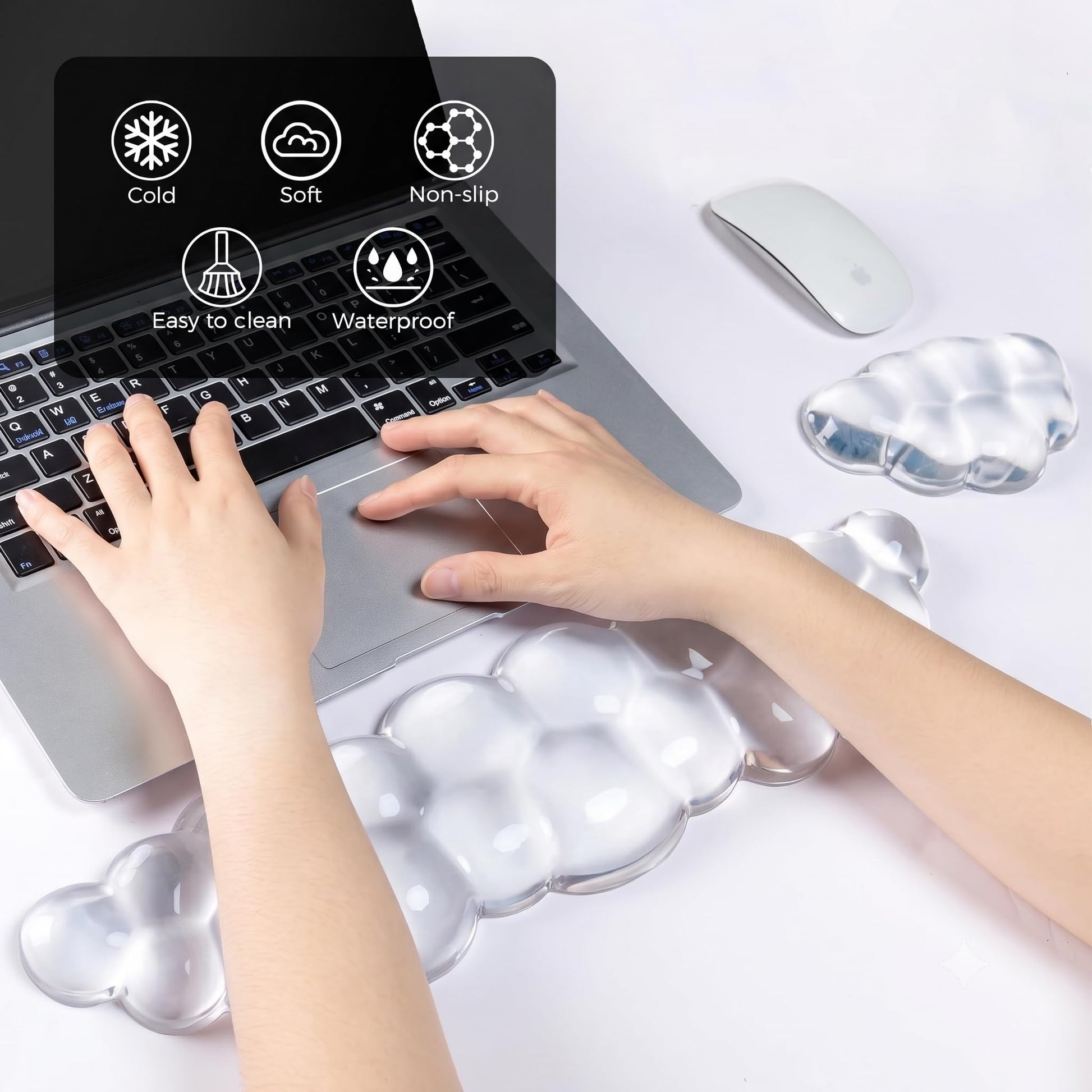 ABRONDA Gel Cloud Keyboard & Mouse Wrist Rest Set - Cloud Keyboard Wrist Rest Pad & Mouse Support
