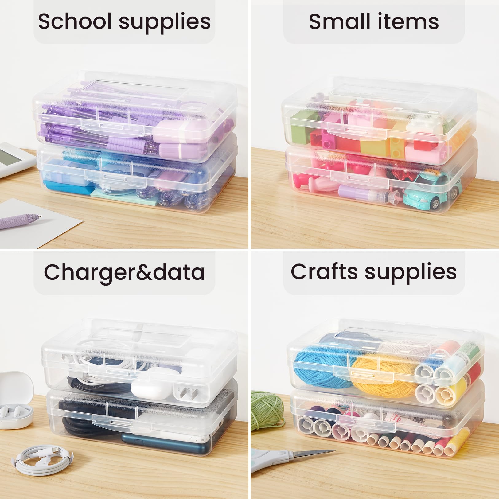 Sooez 6 Pack Pencil Box, School Box, Hard Pencil Boxes for School Supplies