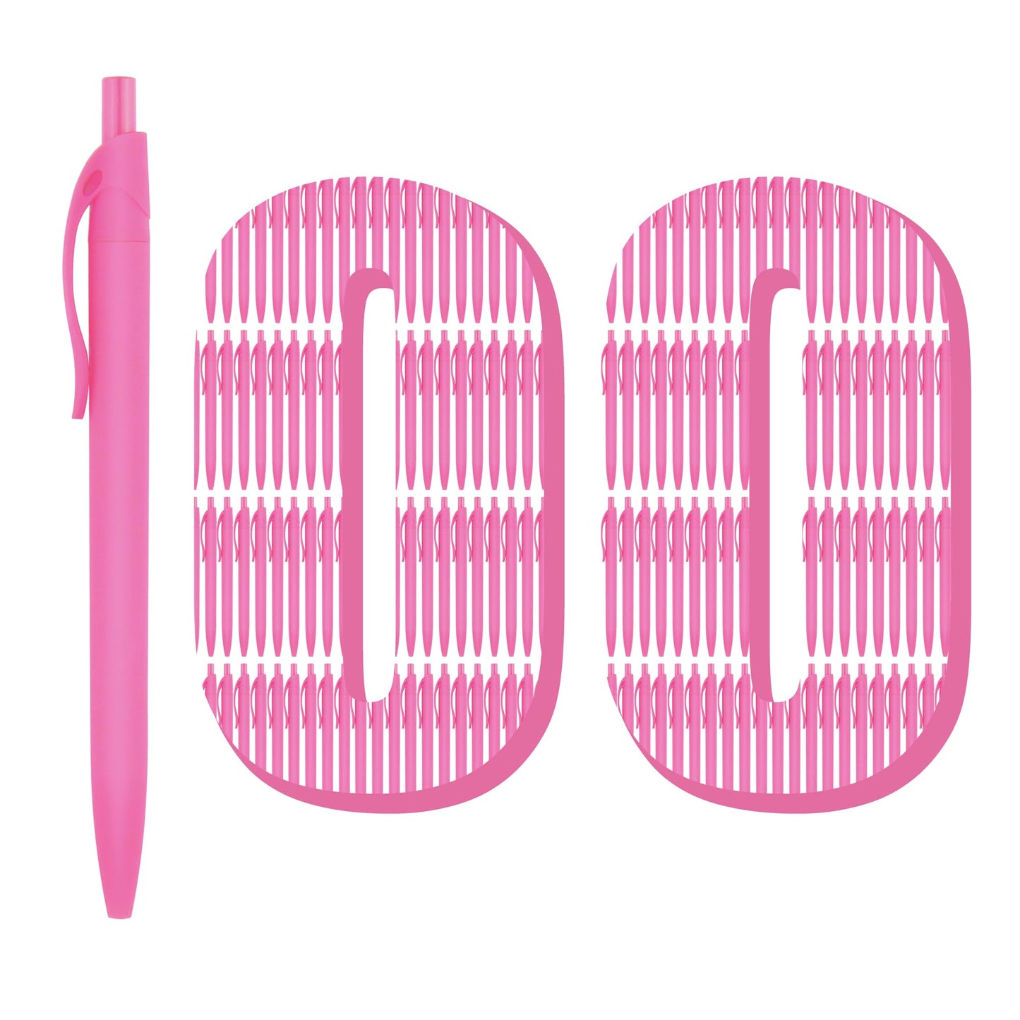 Deegtran Pens Bulk, 100 Pack No Bleed Pink Barrel Click Pens, Medium Point, Smooth Ink, 1.0MM Black