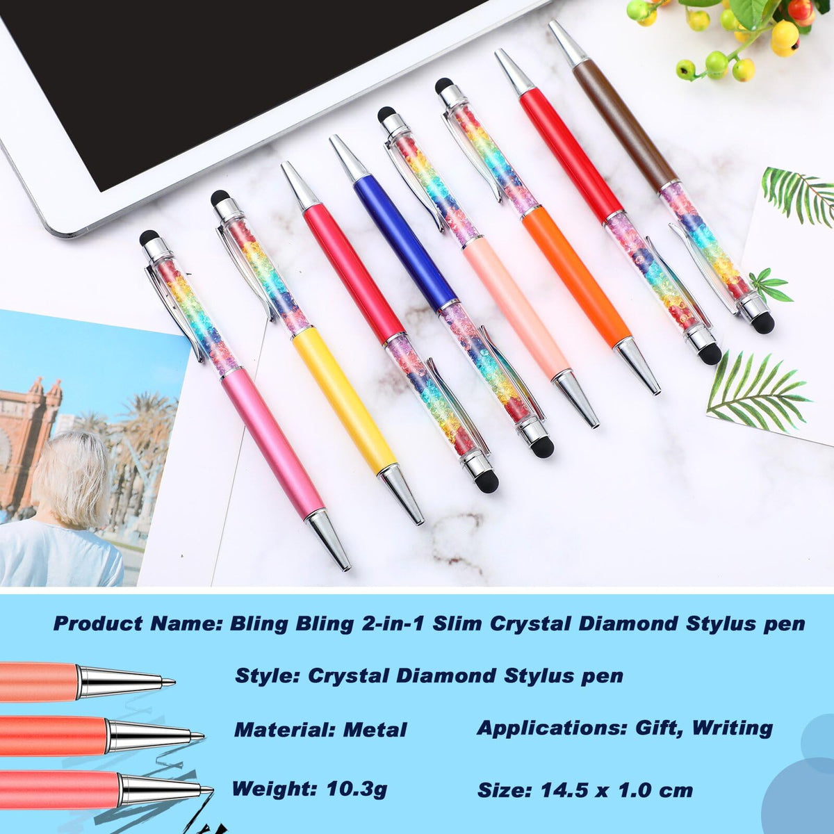 HESTYA 26 Pcs Crystal Stylus Ballpoint Pens 2-in-1 for Women, Cute Colors