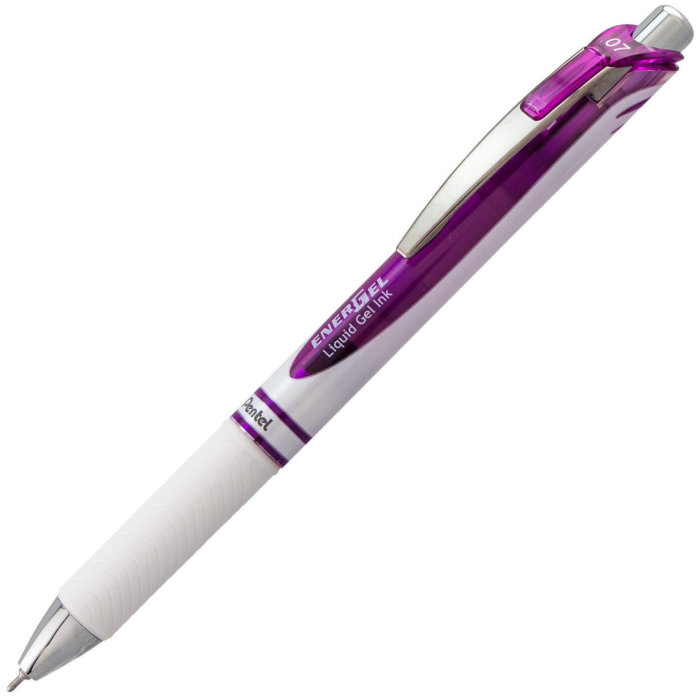 Pentel Gel Ink Pen, Pearl Retractable Gel Pen, (0.7mm) Medium Point, Needle Tip, Violet Ink, 12