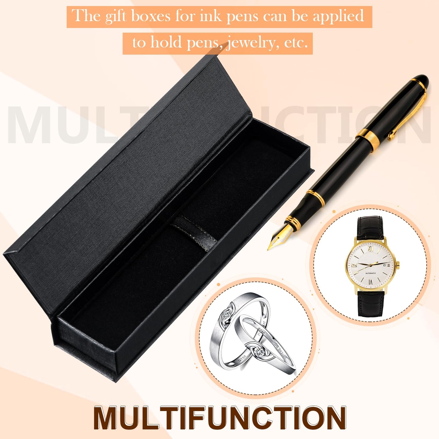 Gersoniel 40 Pcs Pen Gift Box Empty Black Cardboard Pen Case with Cushion