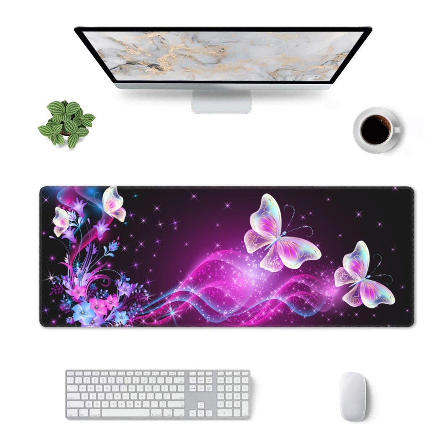 Butterfly Mouse Pad XL Large Mousepad Non Slip Rubber Base Desk Mat for Laptop Computer Gaming