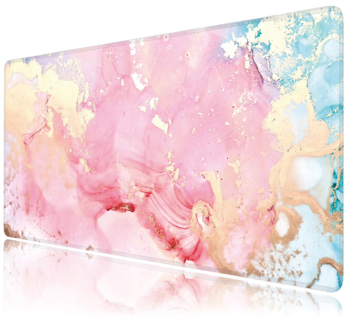 Cute Pink Marble Large Mouse Pad,Gaming Keyboard Desk Pad,Extended Mouse Mat Non-Slip Rubber Base