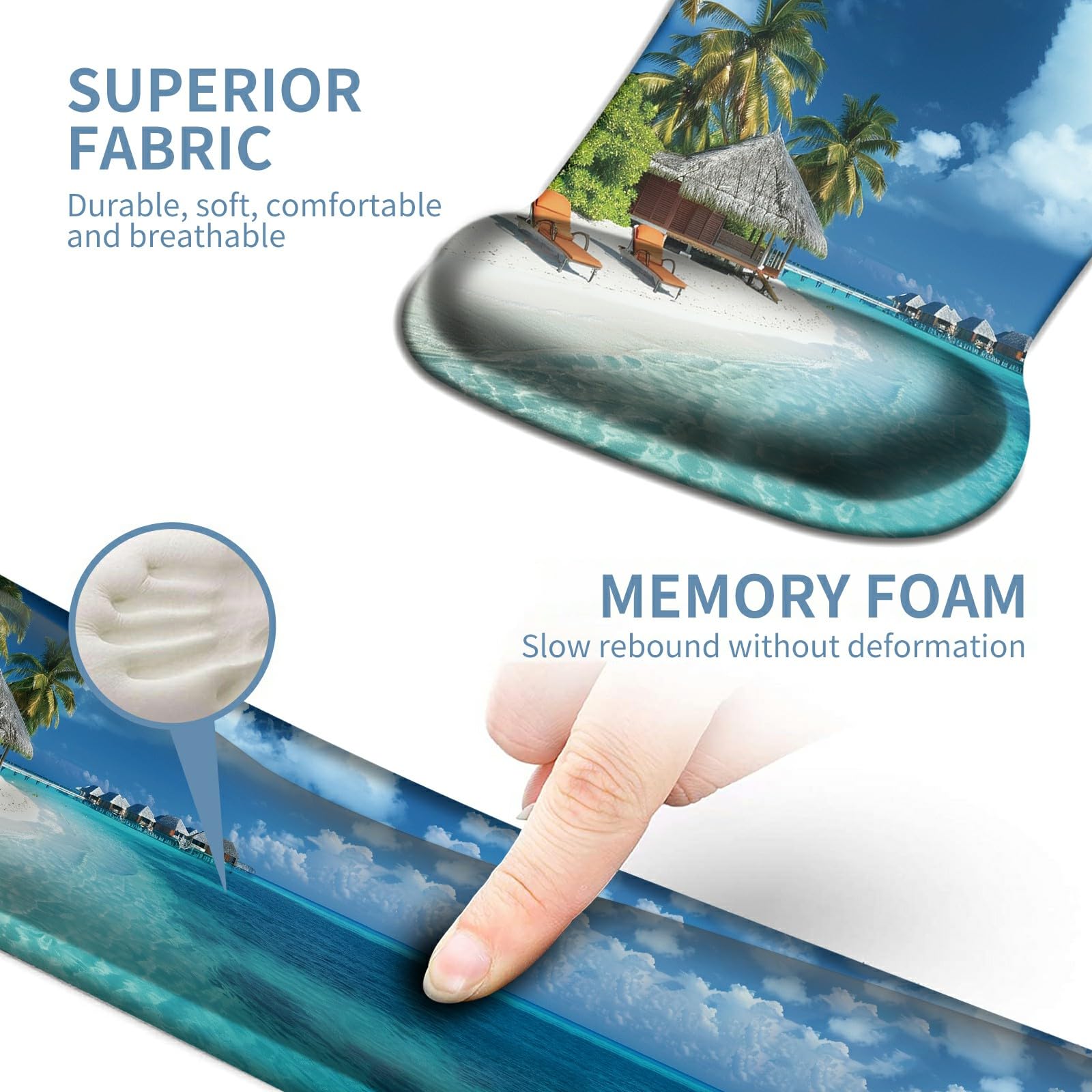 Keyboard Wrist Rest and Mouse Wrist Rest Pad Set, Made of Memory Foam with Non Slip Rubber Base