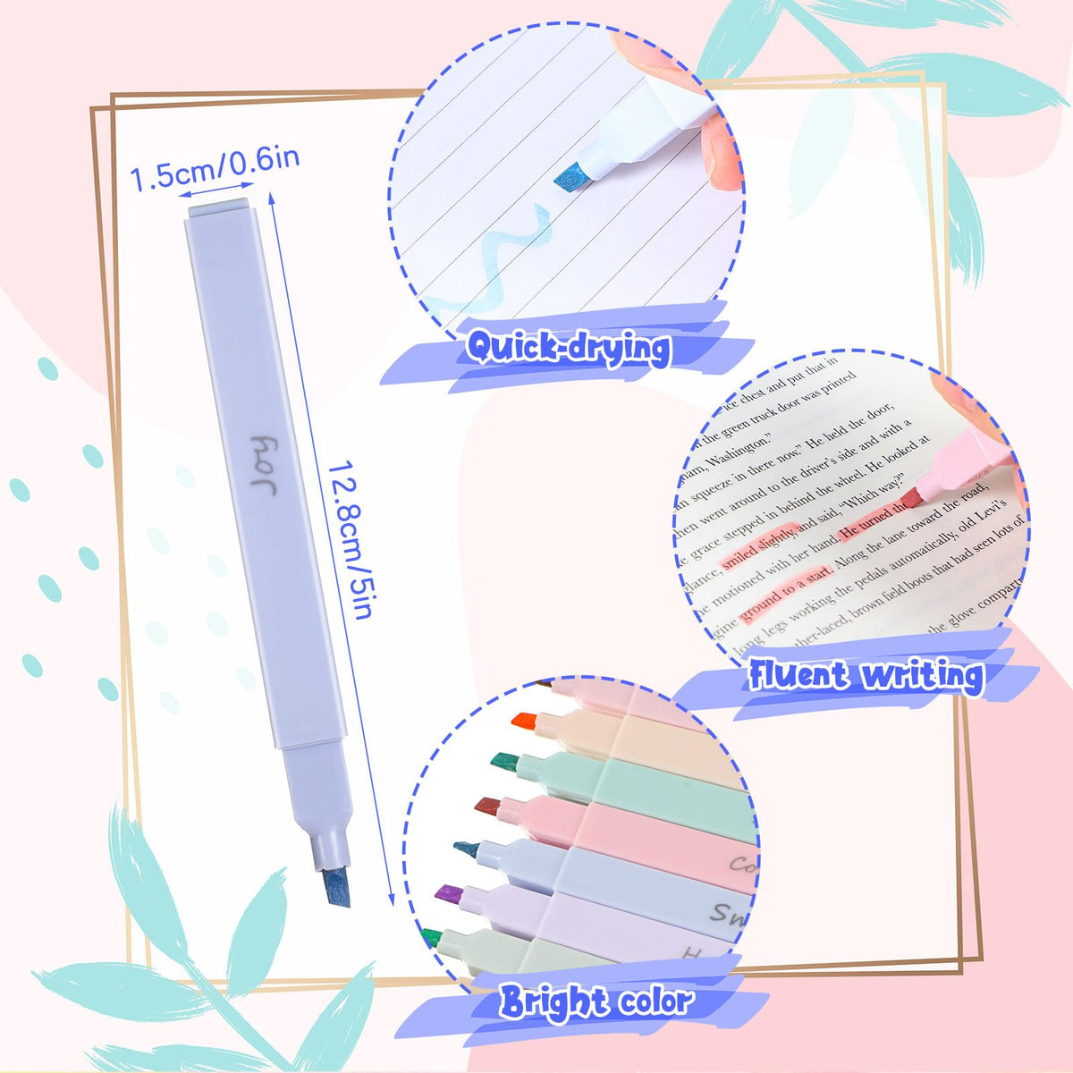 Qeeenar 100 Pcs Bible Highlighters with Soft Cute Aesthetic No Bleed Inspirational Highlighter