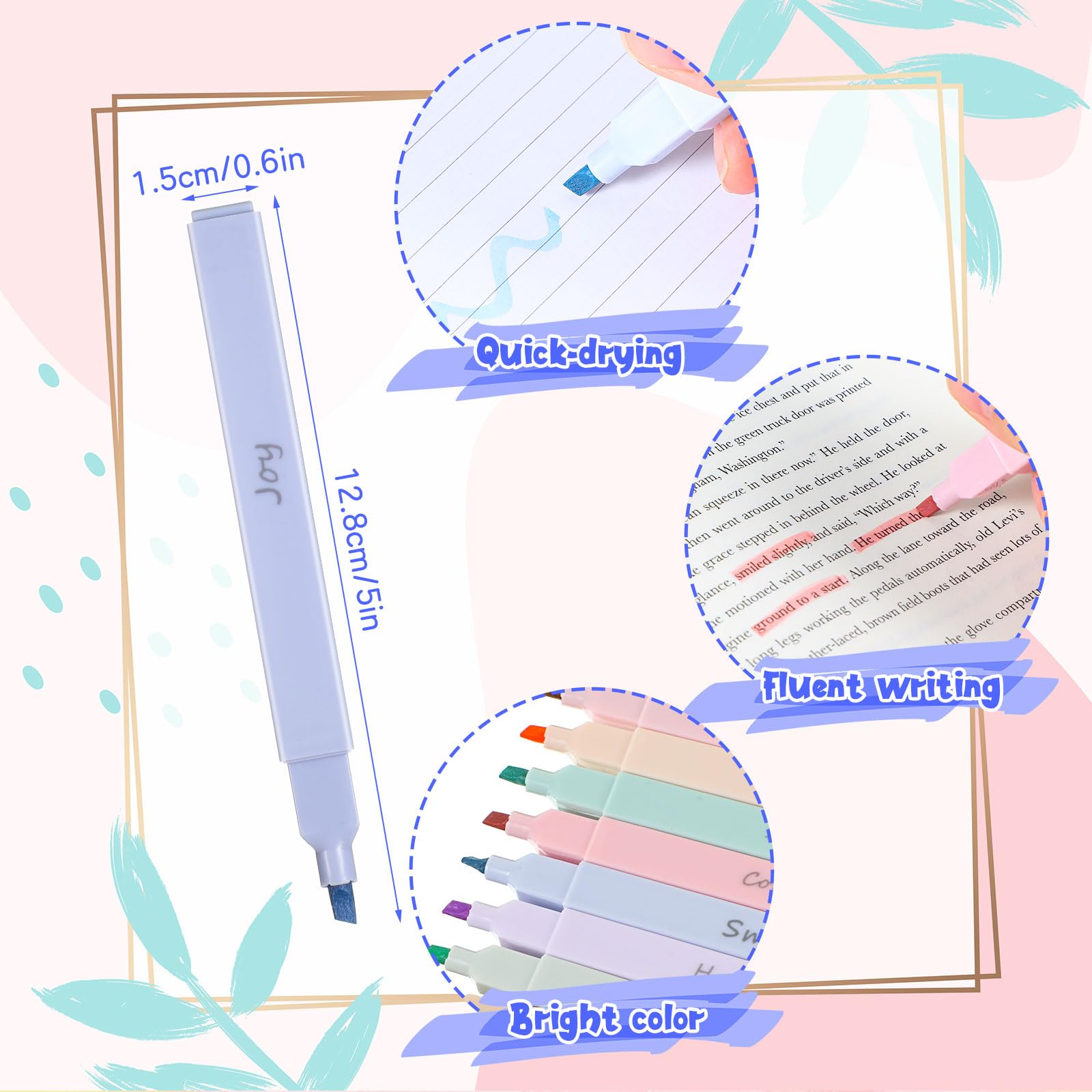 Qeeenar 100 Pcs Bible Highlighters with Soft Cute Aesthetic No Bleed Inspirational Highlighter