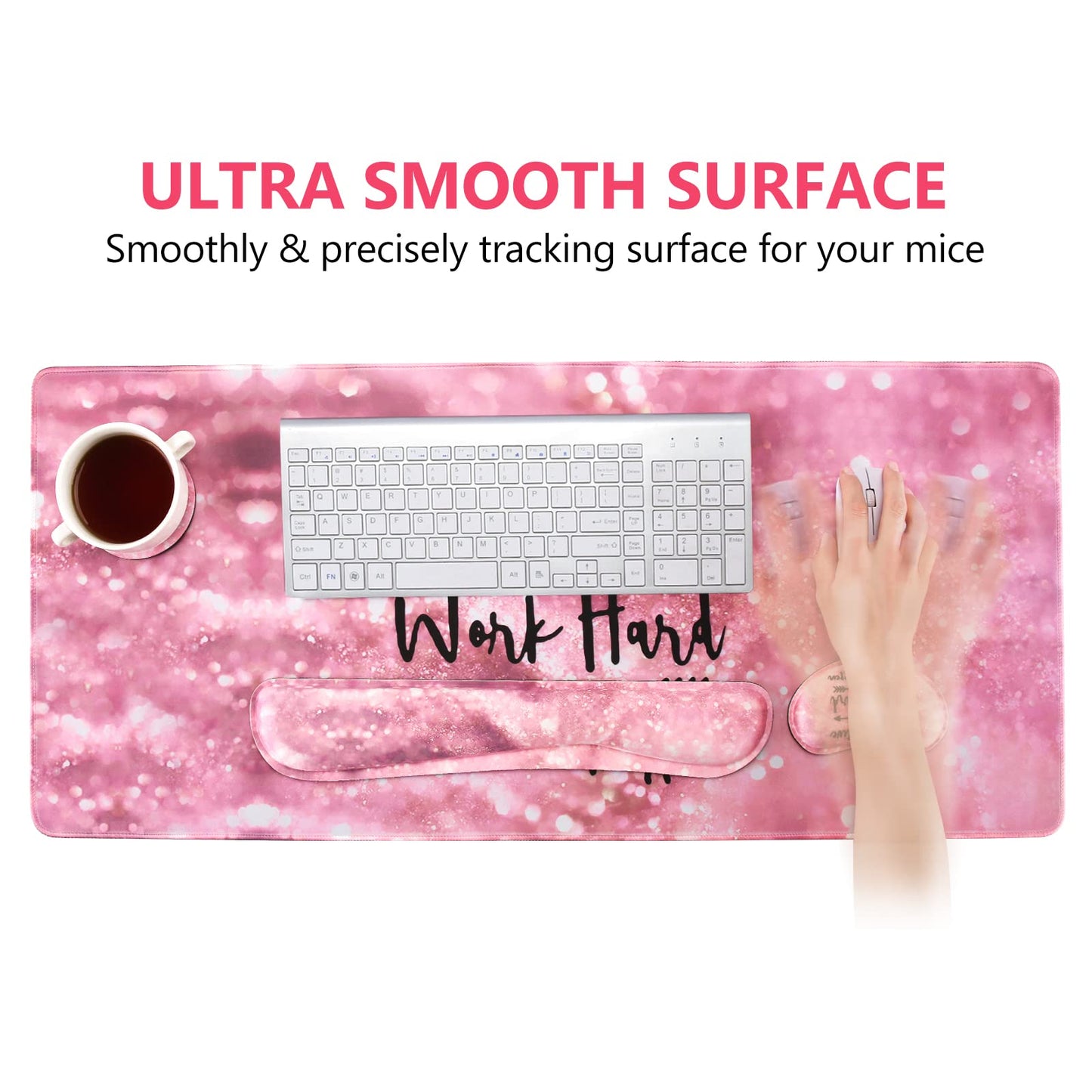 DINKY Keyboard Mouse Pad Set, Large Gaming Mousepad + Memory Foam Ergonomic Keyboard Wrist Rest