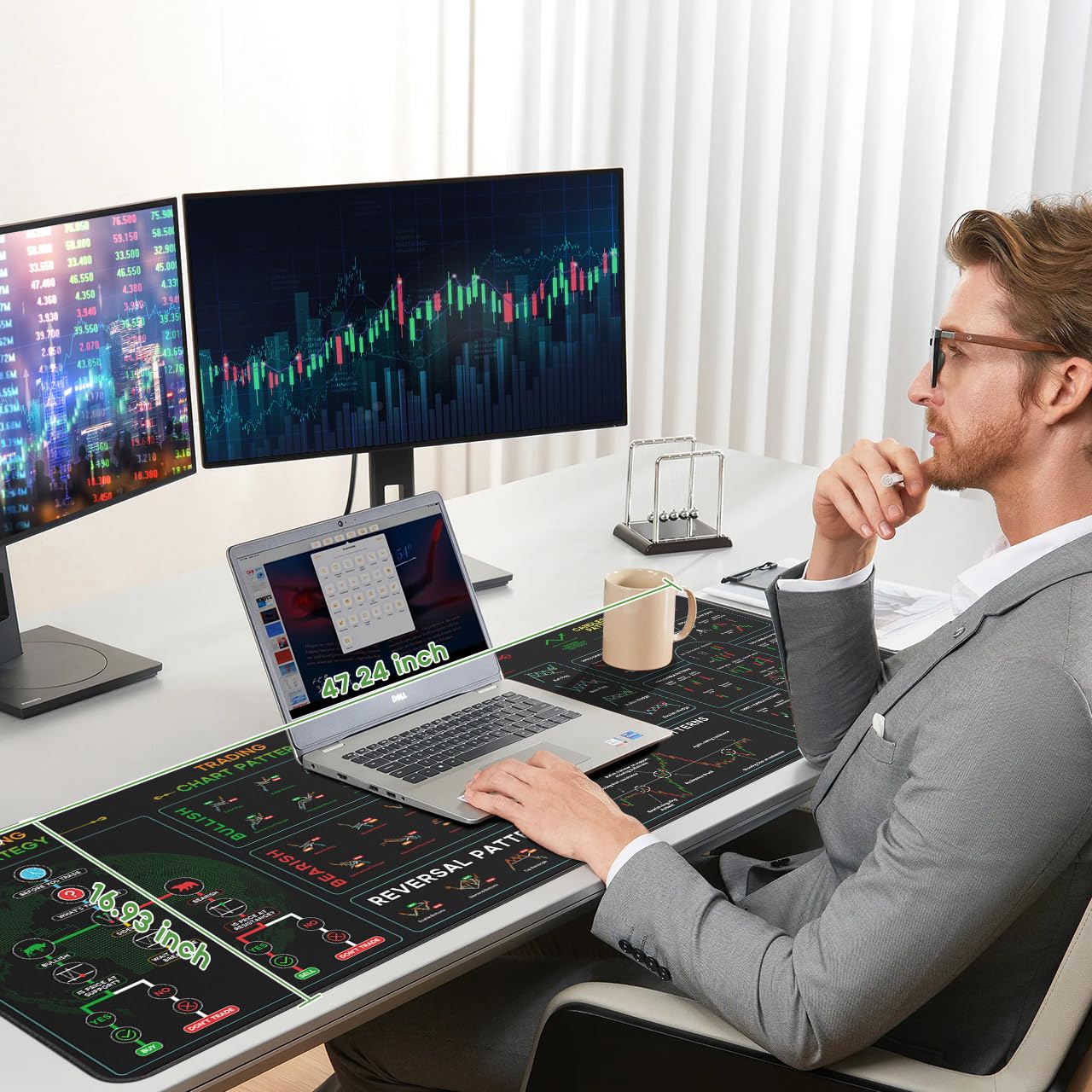 JIKIOU Stock Market Invest Day Trader Trading Mouse Pad with Stitched Edges