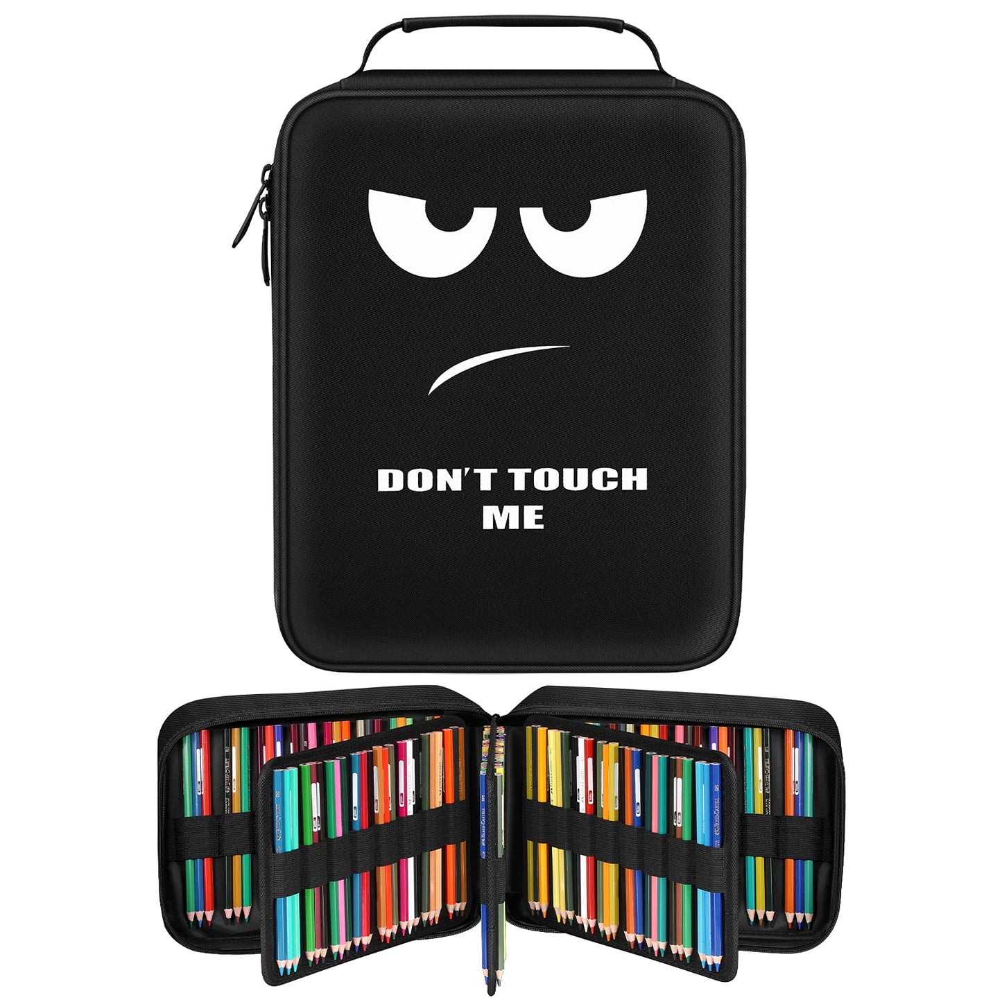 FINPAC Pencil Case Holder Slot, Large MultiLayer Watercolor Pen Bag w/Zipper Front Pocket, Big