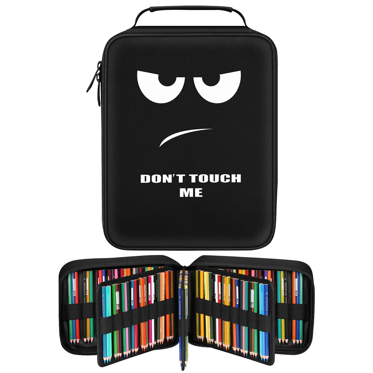 FINPAC Pencil Case Holder Slot, Large MultiLayer Watercolor Pen Bag w/Zipper Front Pocket, Big