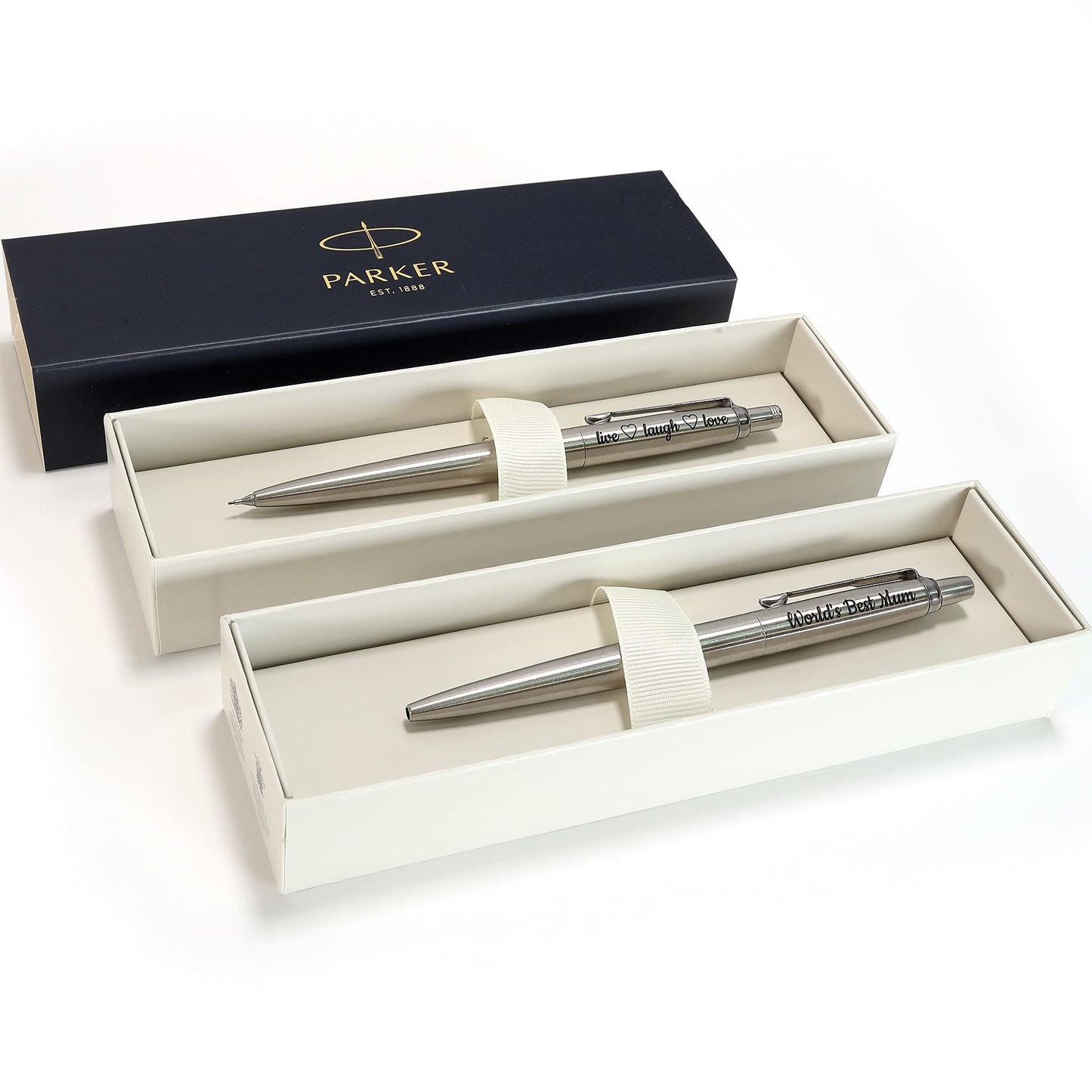 Personalized Custom Parker Jotter SS ballpoint pen + Gift Box | Laser Engraved - chrome trim