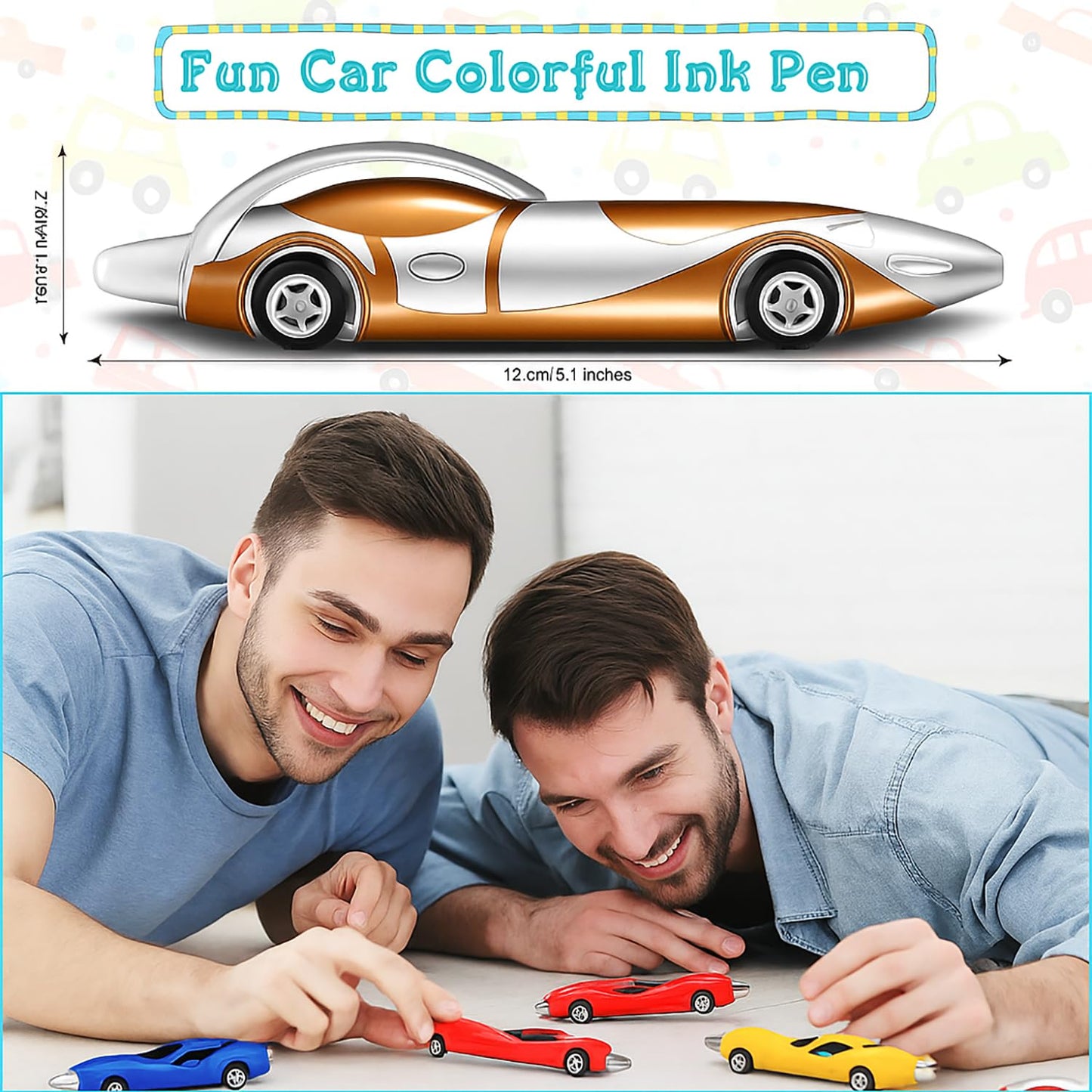 Zonon 24 Pieces Car Pens and Novelty Tool Ballpoint Colorful Ink Cute Racing Car Pens Cool Fun