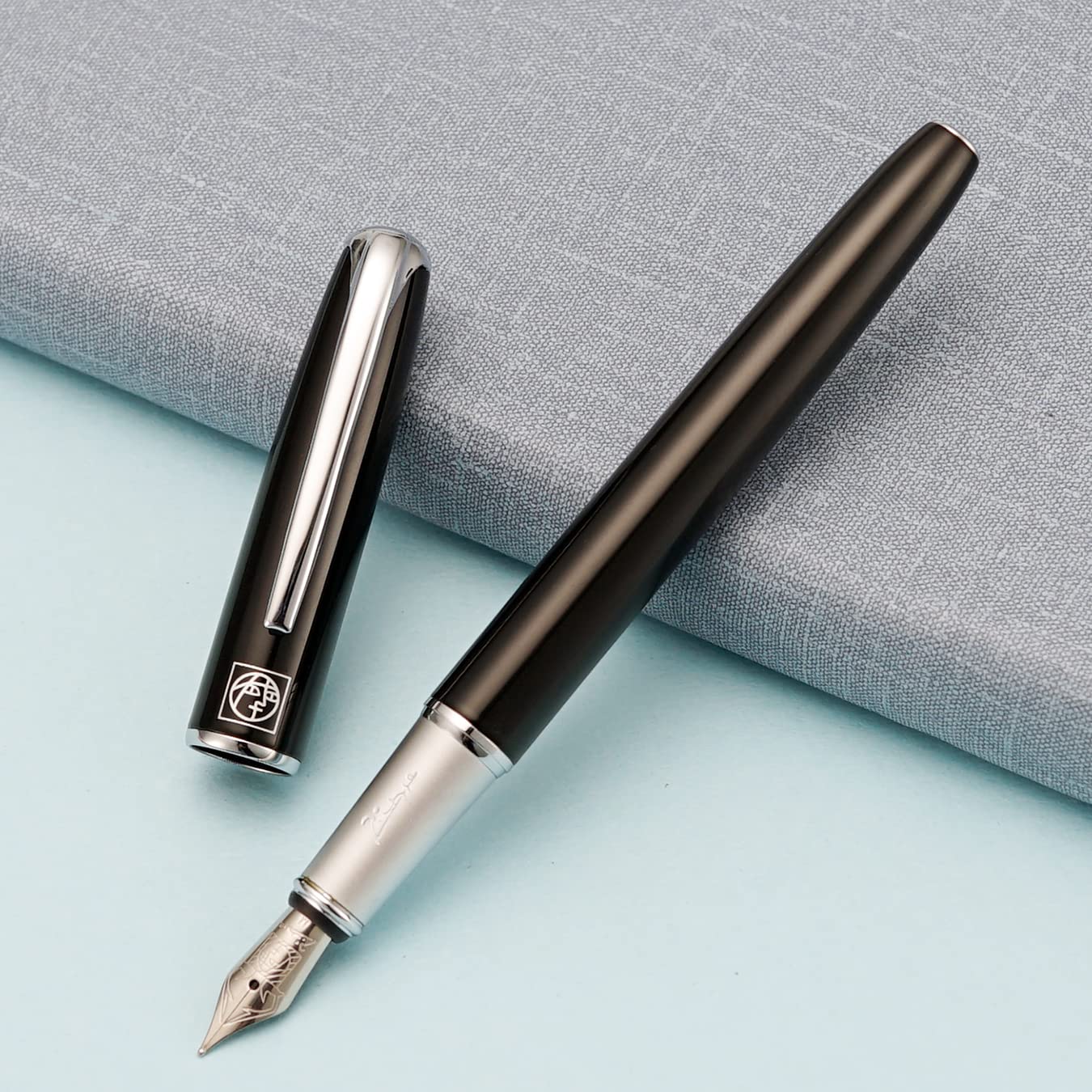 erofa Picasso 916 Black Fountain Pen with Gift Box Calligraphy Writing Pen Set Bent Nib Fude 1.0mm