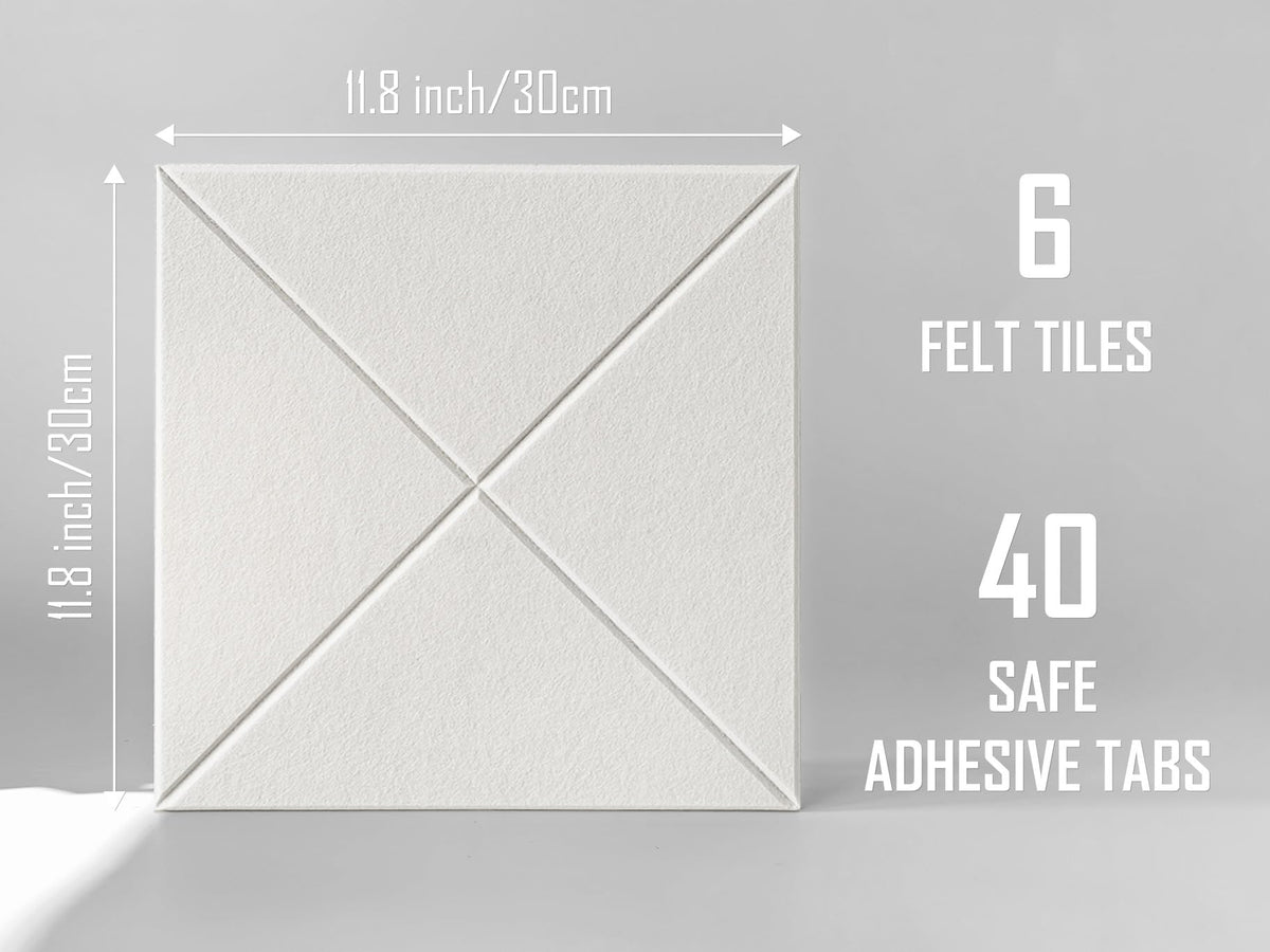 Cork Board 24 x36 Alternative - 6 Pack Felt Wall Tiles with Safe Removable Adhesive Tabs, Cork