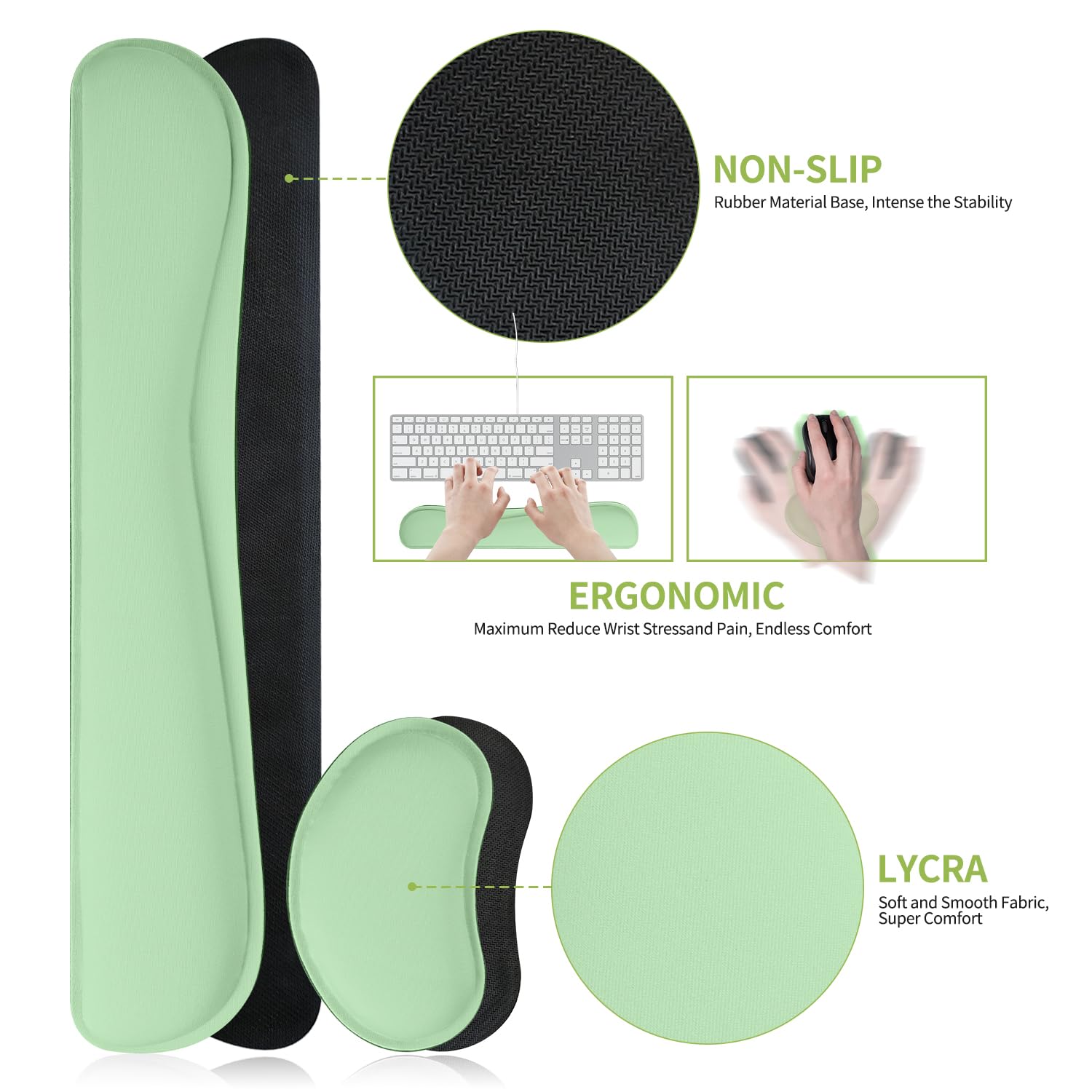 Meetcolor Mouse Pad and Keyboard Wrist Rest, 3-in-1 Keyboard and Mouse Pad