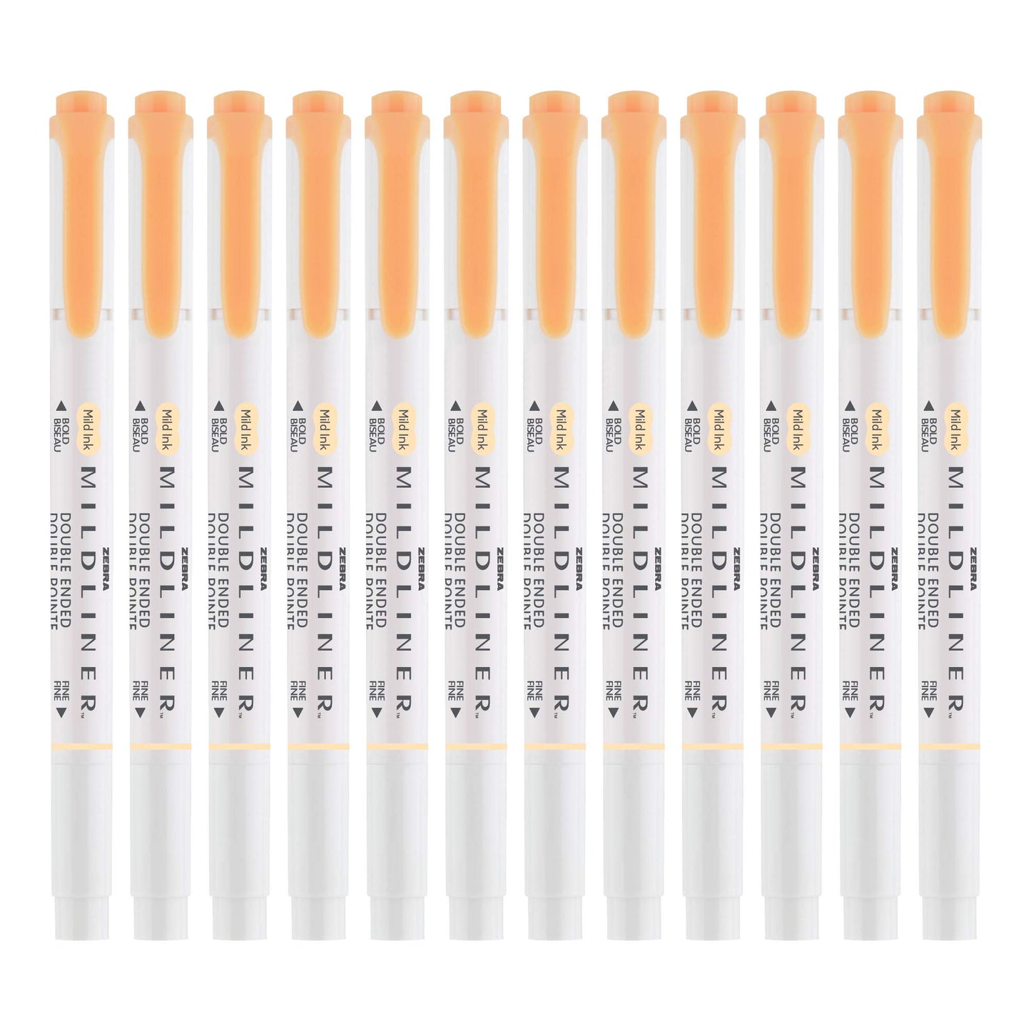 Zebra Pen MILDLINER No Bleed Highlighter, Orange Color, Dual Tip, 12-Pack