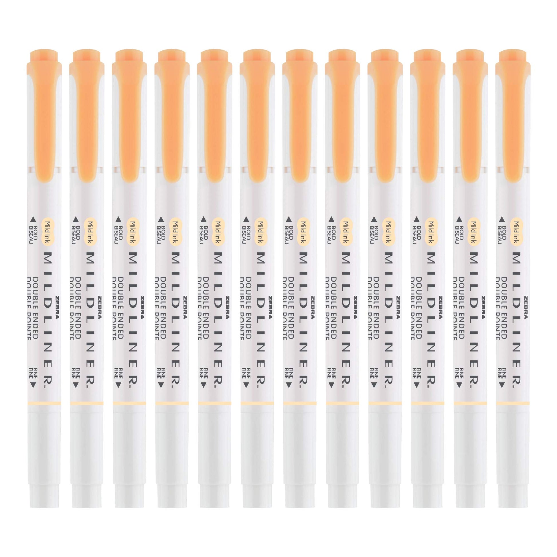 Zebra Pen MILDLINER No Bleed Highlighter, Orange Color, Dual Tip, 12-Pack