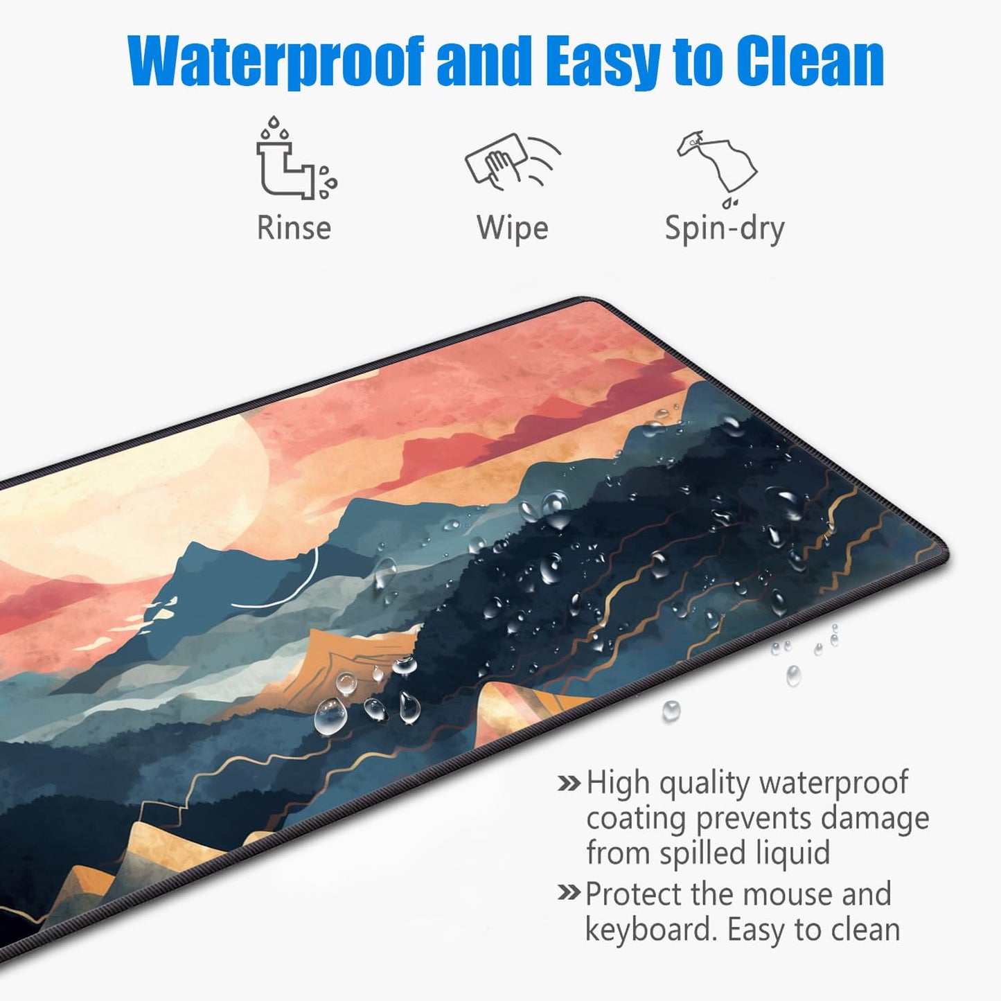 Desk Pad Mat Gaming Mouse Pads with Coasters, 31.5"x 11.8" XXL Large Big Computer Keyboard Mouse