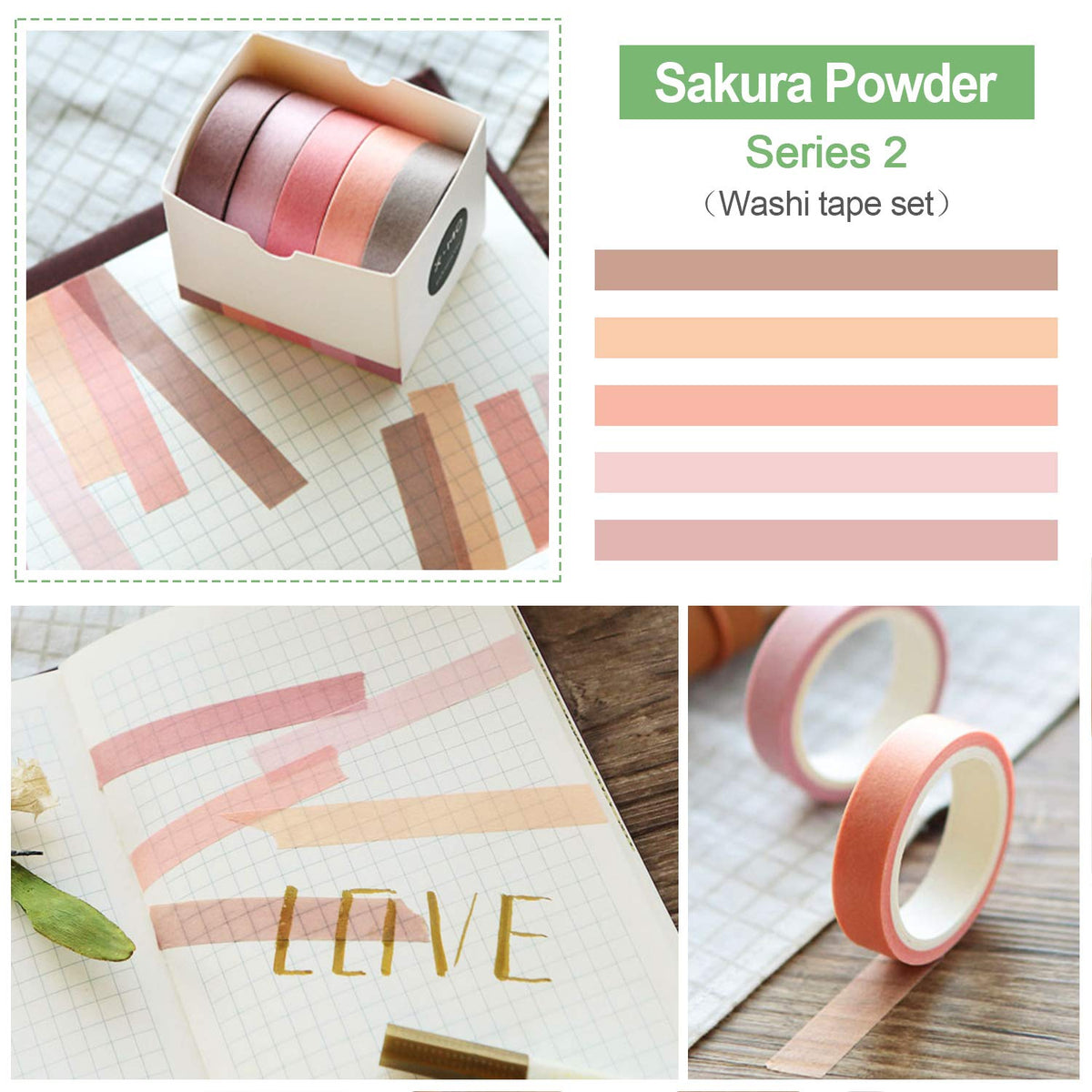 Kalolary 10 Rolls Writable Masking Paper Tapes with Washi Tape Dispenser