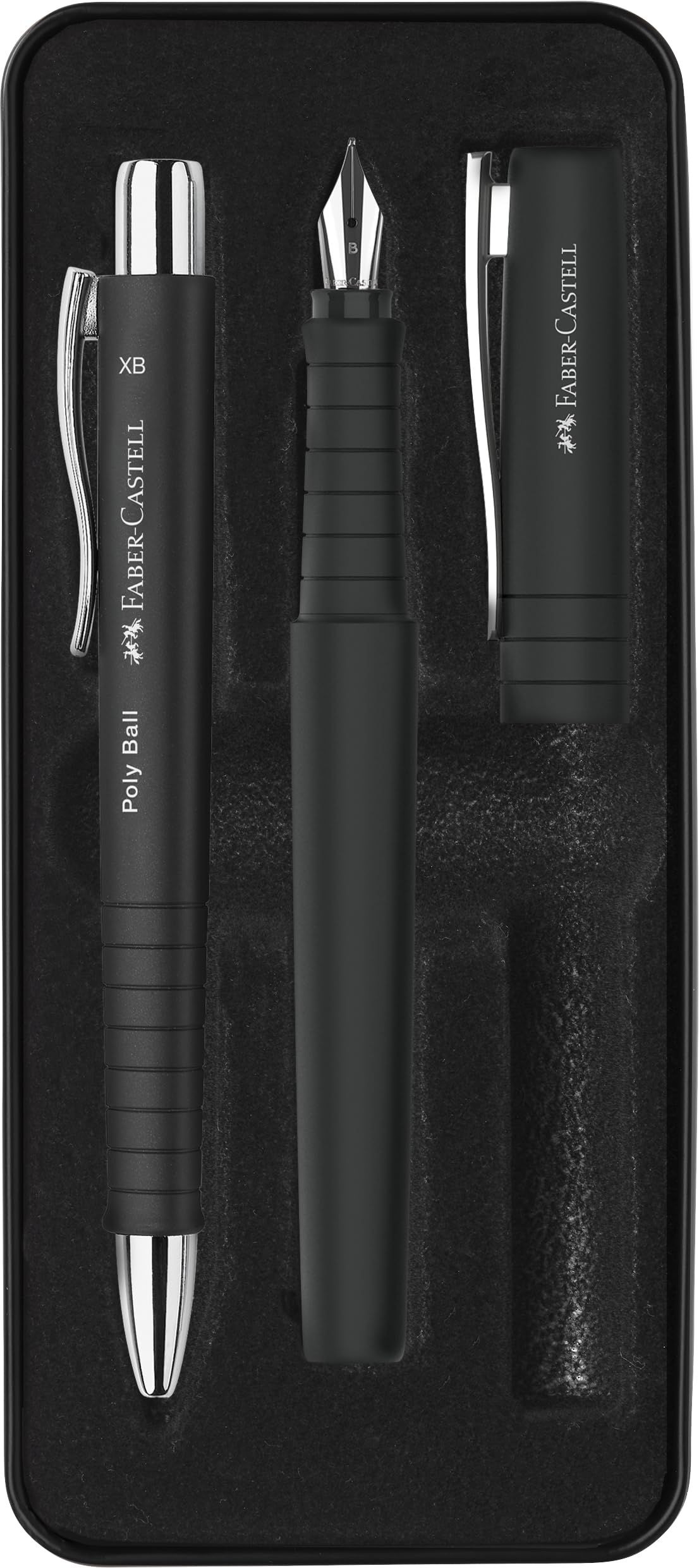 Faber-Castell Poly Pen Fountain and Ballpoint Pen Gift Set - Black: Fountain Pen Set with Broad Nib
