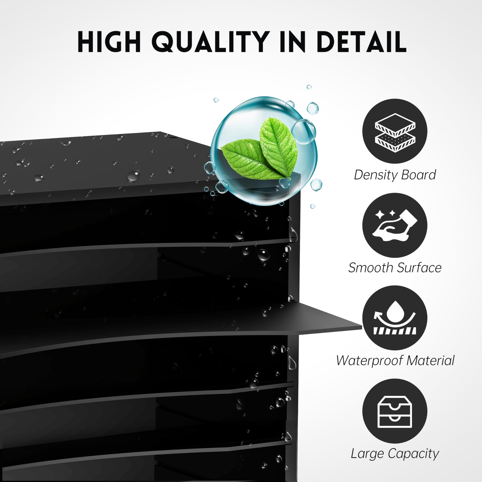 5 Tier Wood Desk Organizer, Mail Sorter and Paper Organizer for Desk, Black