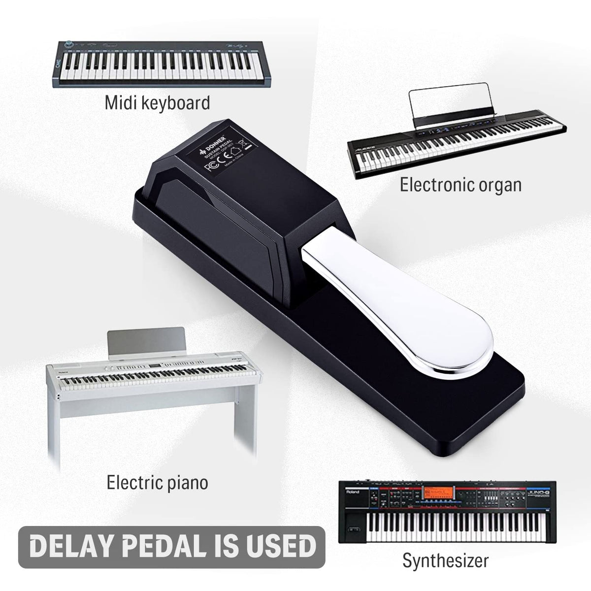 Donner DSP-003 Sustain Pedal, Universal Keyboard Piano Pedal for Digital Piano/MIDI