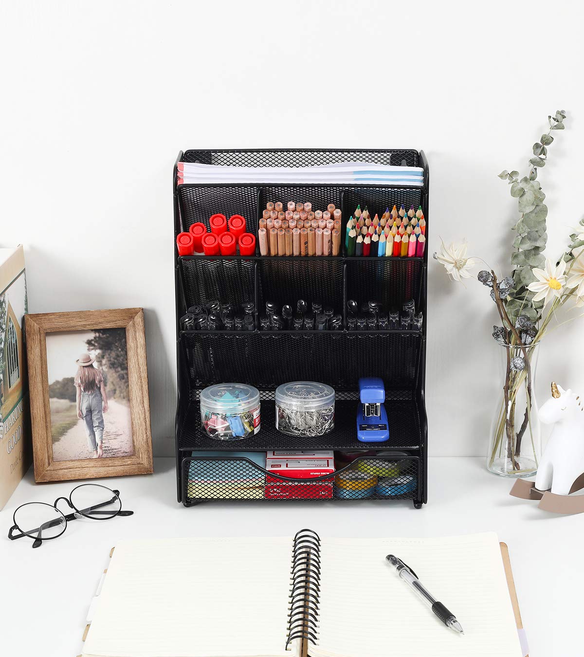 PAG-Mass Desk Organizer with Drawer Office Supplies and Accessories Storage Caddy Hanging Wall
