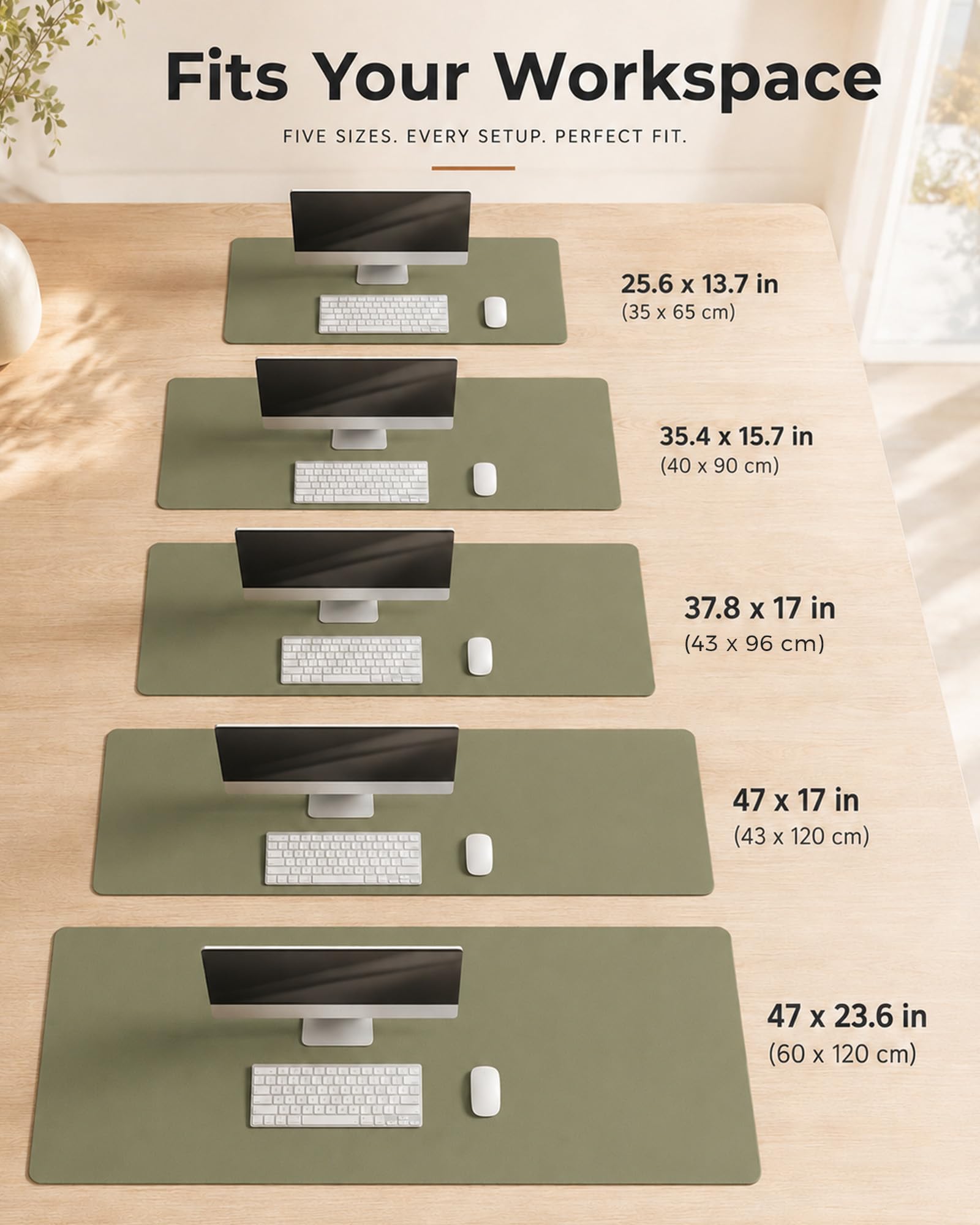 Aothia Dual-Sided Desk Mat - Natural Cork & Leather Desk Protector, Large Mouse Pad & Writing Pad