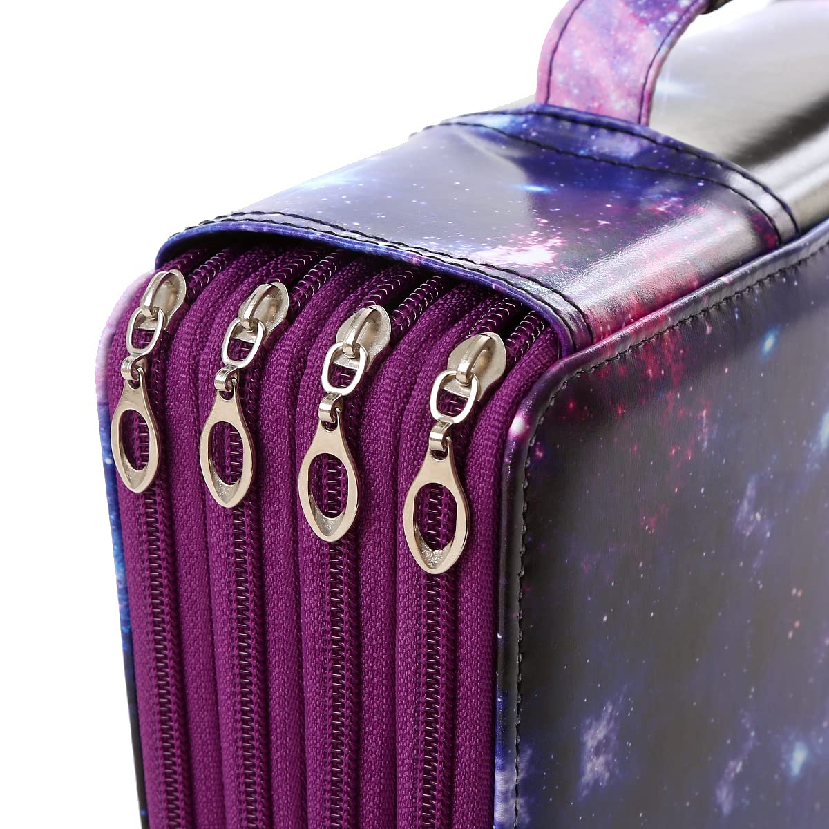Lbxgap 300 Individual-Slots Pencil Case 4-Layer Zipped Holder w/Handle
