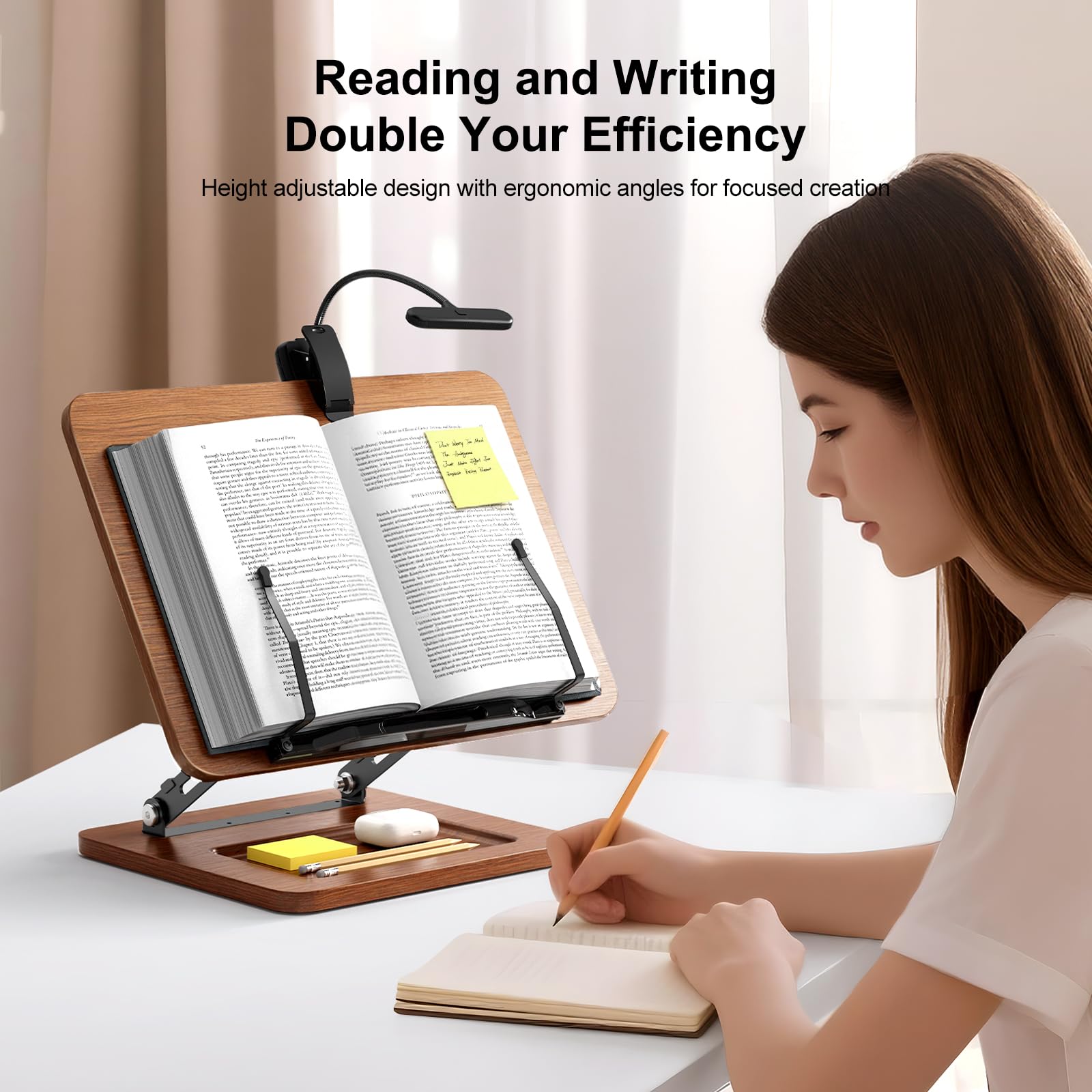 OPTIXCELL Book Stand with Light, Hands Free Book Holder, Gifts Book Lovers
