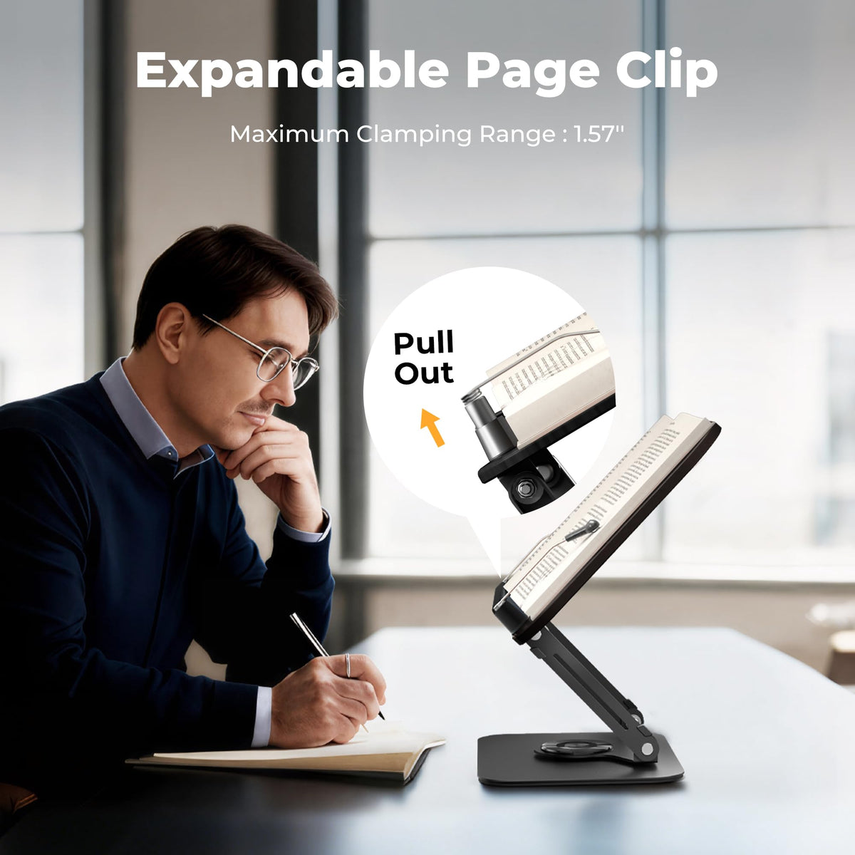 SupeDesk Book Stand for Reading, Adjustable Book Holder with 360° Rotating Bases, Multifunctional