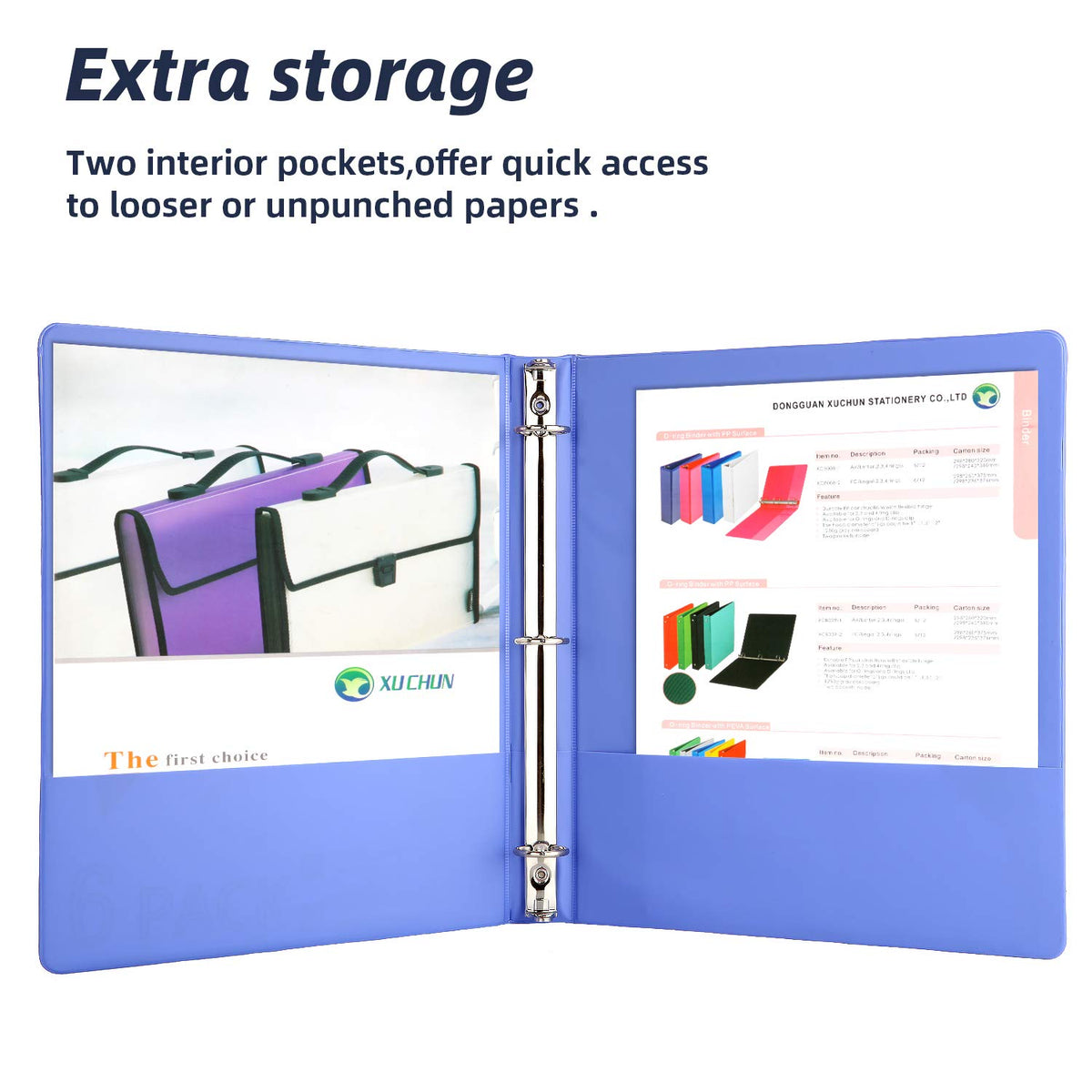XUCHUN 3 Ring Binders 1 Inch,Clear View Binder with 2 Pockets, Holds 225 Sheets 8.5x11 Inches
