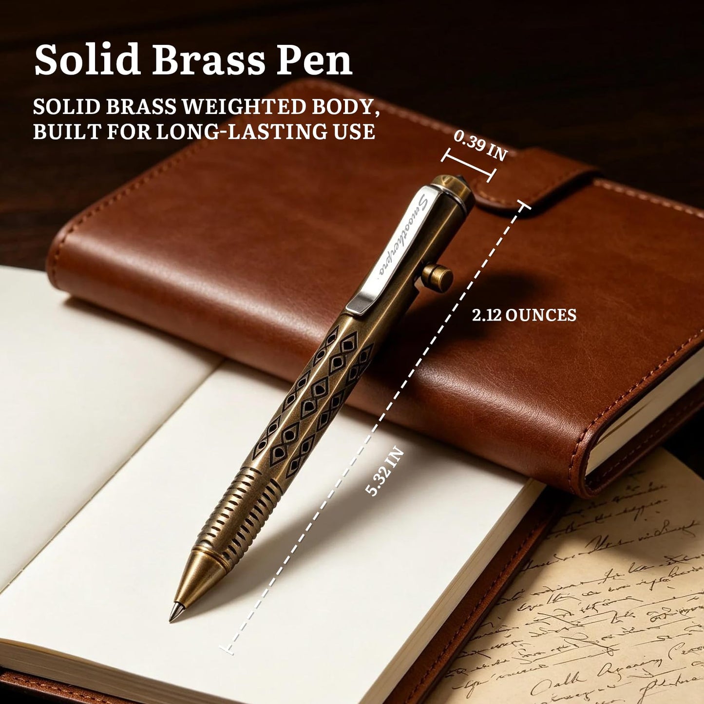 SMOOTHERPRO Solid Brass Bolt Action Pen Compatible with Pilot G2 Refill