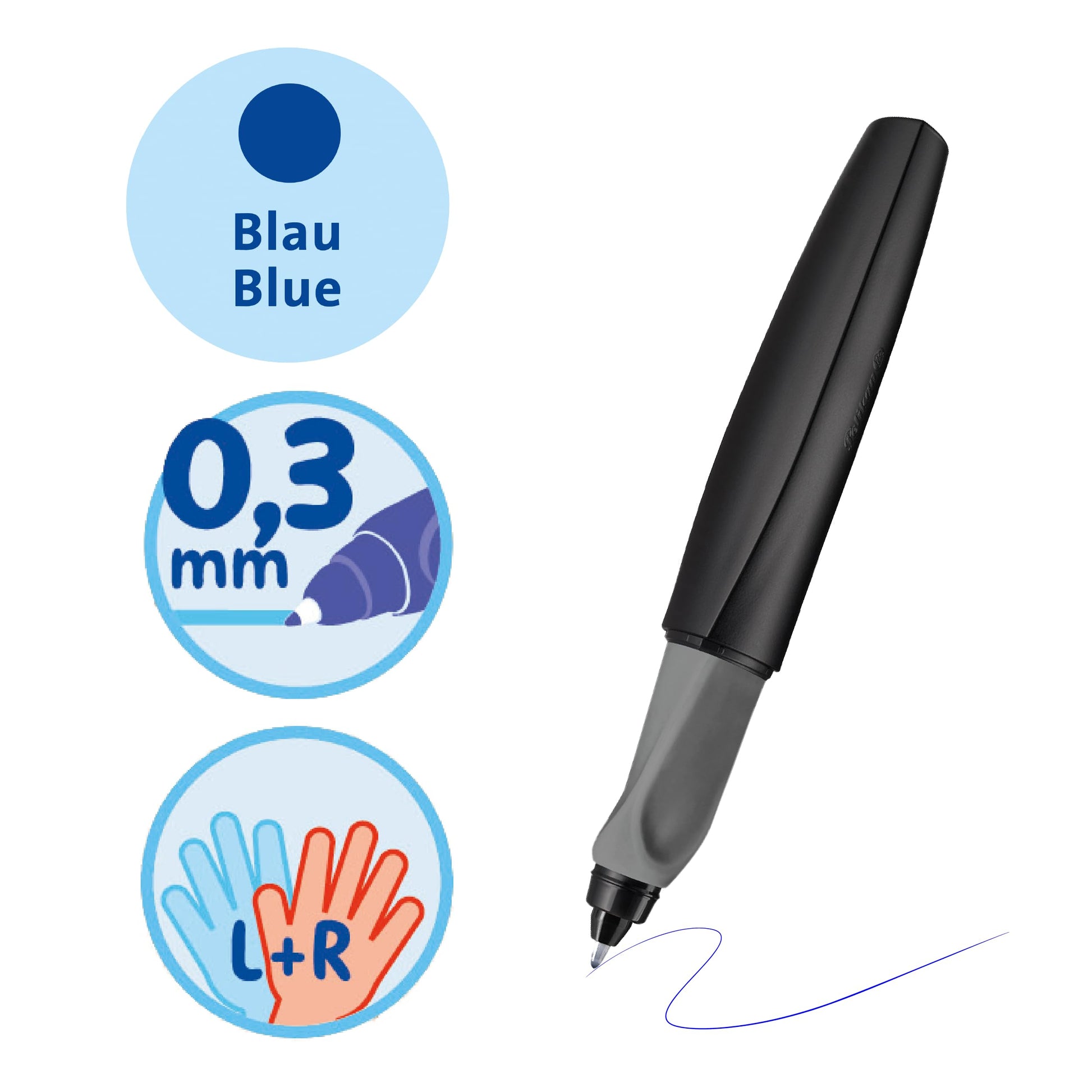 Pelikan 946962 twist fountain pen in a folding box, universal for right and left handers, black