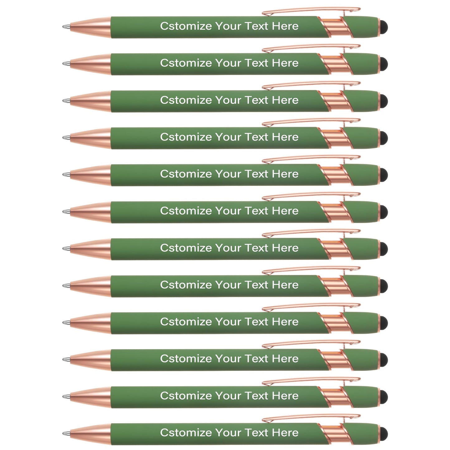 Kingluu 12 Pcs Personalized Ballpoint Pens with Stylus Tip,Free Engraving Black Ink Customized Pen