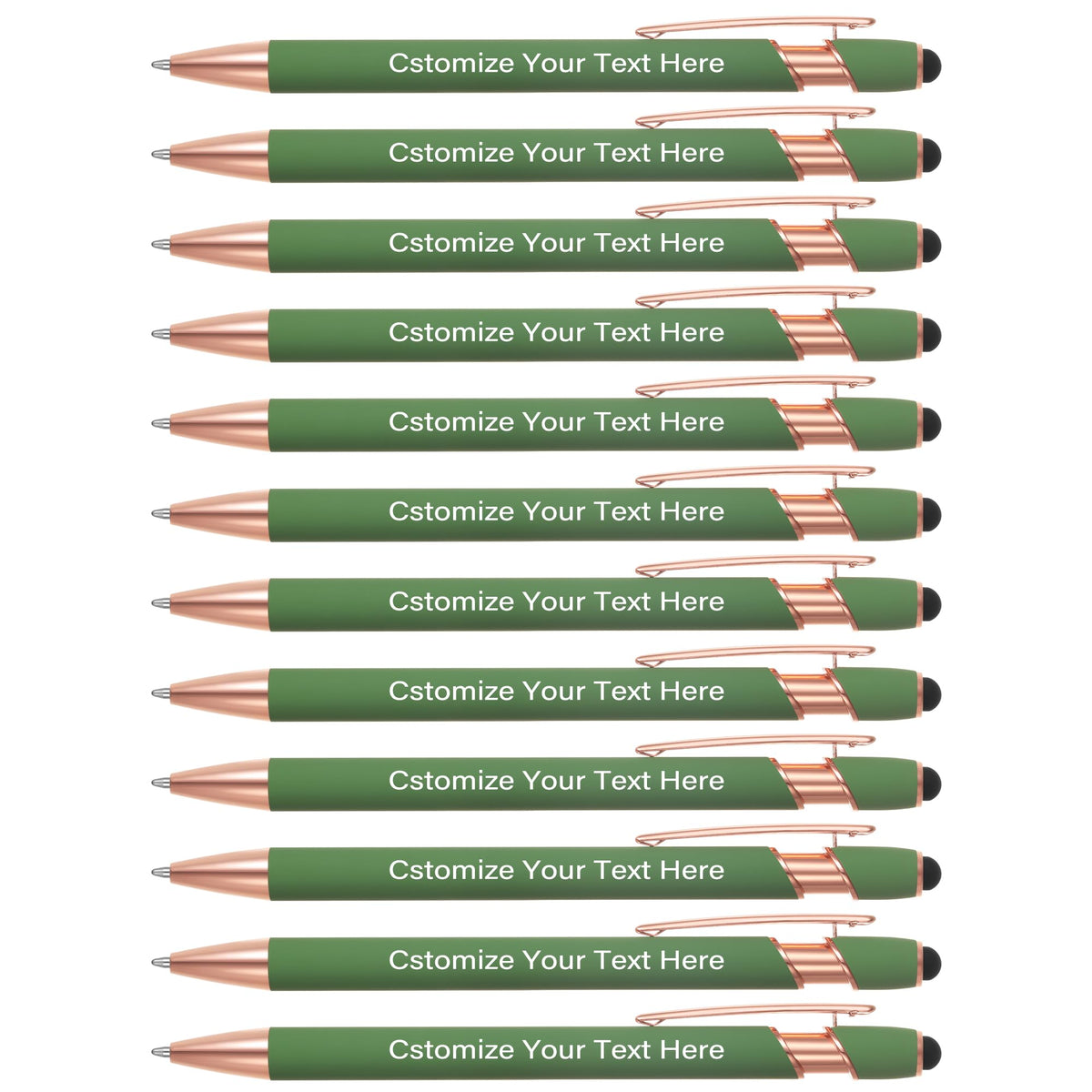 Kingluu 12 Pcs Personalized Ballpoint Pens with Stylus Tip,Free Engraving Black Ink Customized Pen